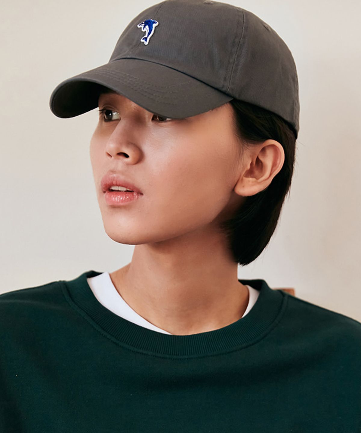돌핀웨이브어패럴(DOLPHIN WAVE APPAREL) 돌핀 미니자수볼캡  그레이