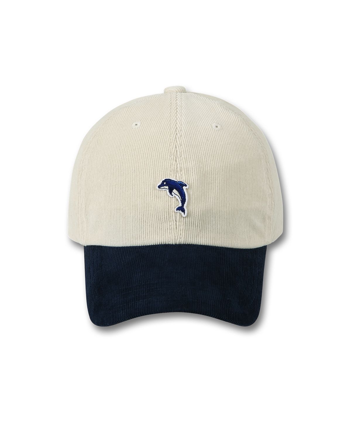 돌핀웨이브어패럴(DOLPHIN WAVE APPAREL) 돌고래 자수와펜 코듀로이 볼캡 아이보리