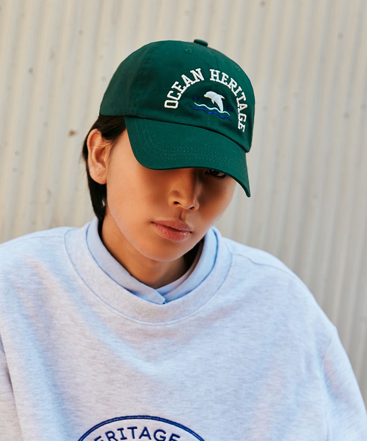 돌핀웨이브어패럴(DOLPHIN WAVE APPAREL) 오션 헤리티지 돌고래 볼캡 딥그린