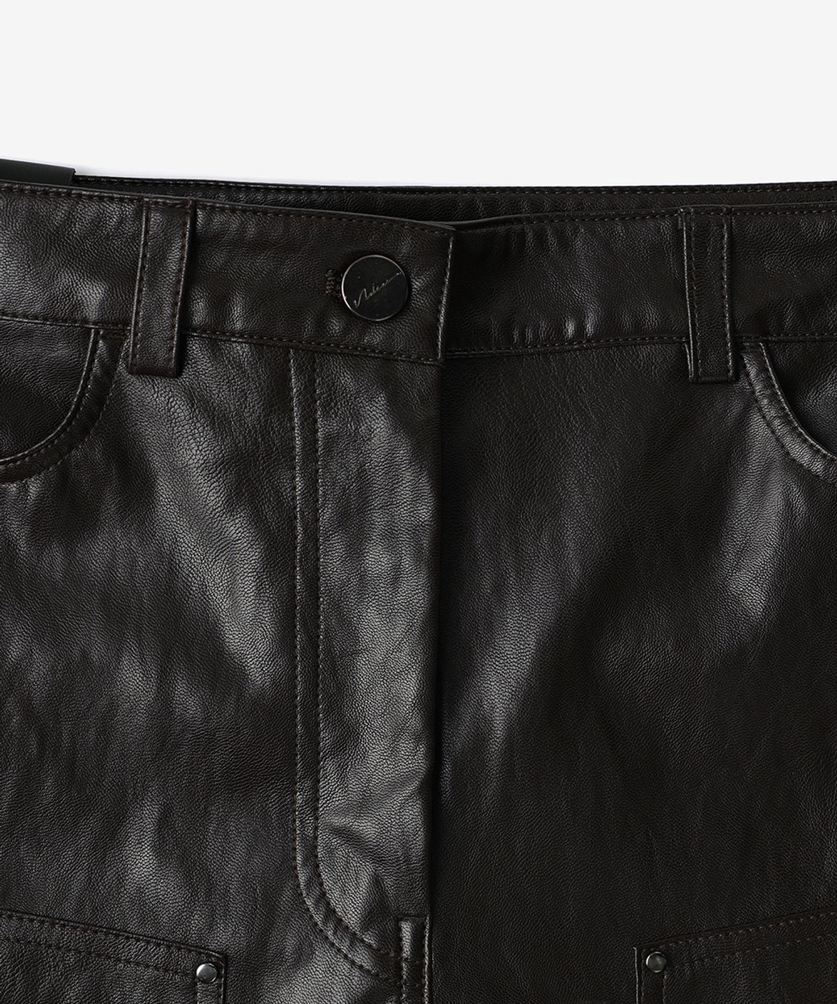 노이어 포 우먼(NOIRER FOR WOMAN) 레더 그라데이션 카펜터 팬츠 (브라운)
