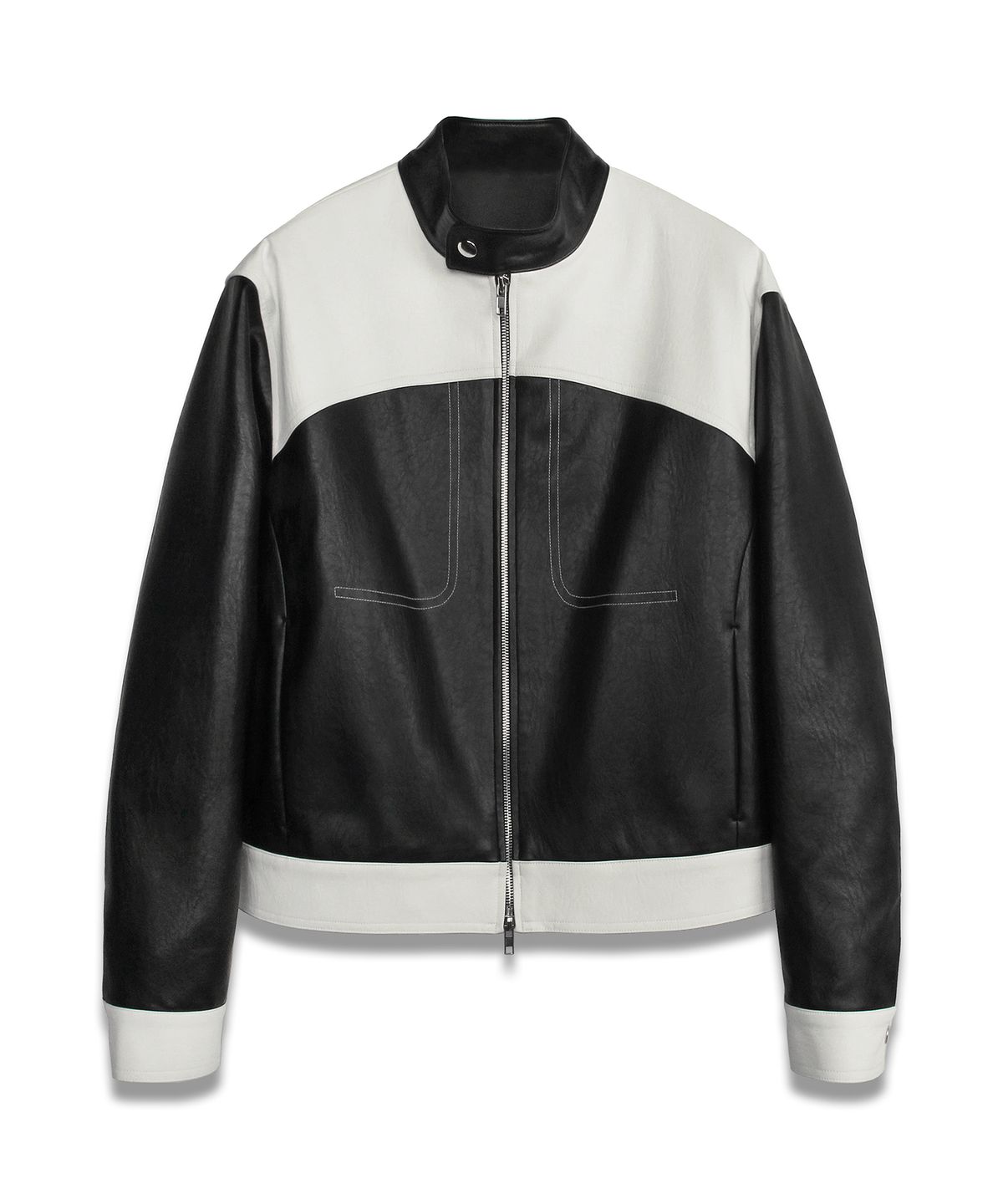 도프셉(DOFFSEPT) FAUX Leather Crop Western Jacket in Black