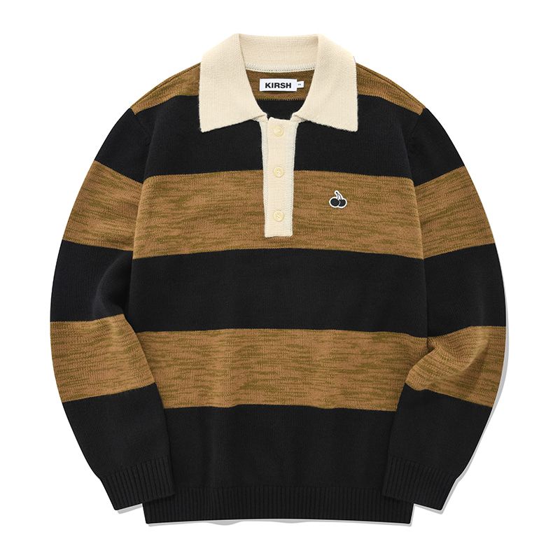 [ KIRSH ]★UNI SMALL CHERRY DUCK DOWN MUSINSA | KIRSH Uni Small Cherry Polo Rugby Knit [Cocoa]
