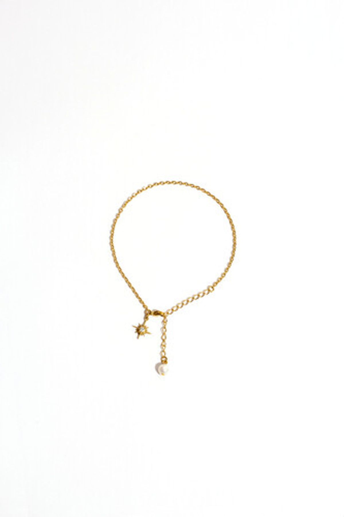 모드곤(MODGONE) 골든별 & 담수진주 체인팔찌 Golden Star & Fresh Water Pearl Chain Bracelet