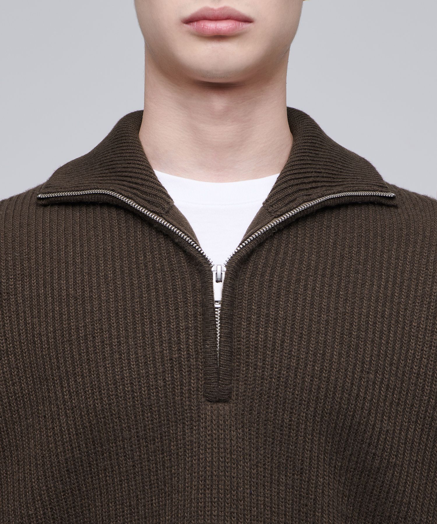 MUSINSA | MUSINSA STANDARD Relaxed Ribbed Half Zip-Up Knit