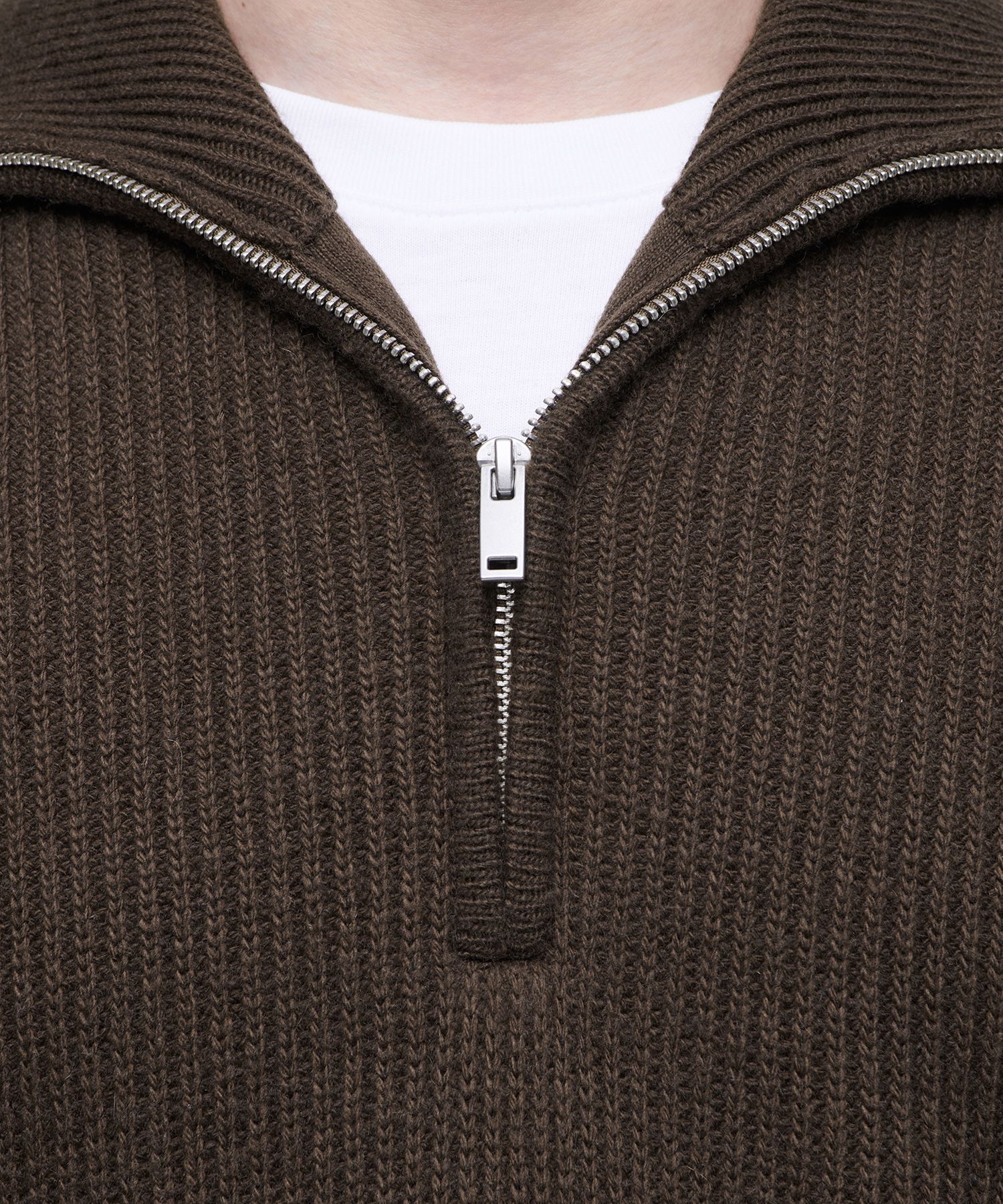 MUSINSA | MUSINSA STANDARD Relaxed Ribbed Half Zip-Up Knit