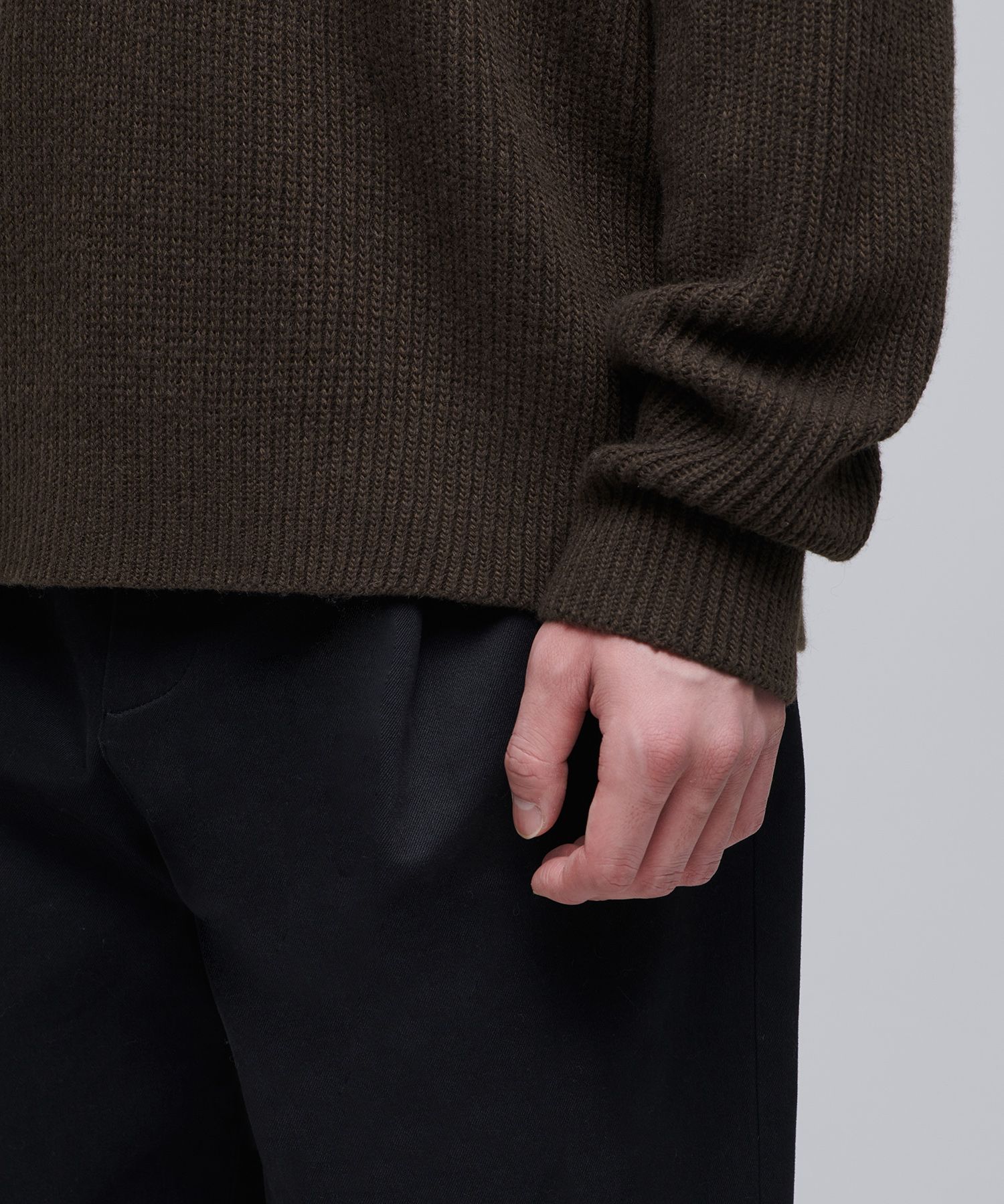 MUSINSA | MUSINSA STANDARD Relaxed Ribbed Half Zip-Up Knit