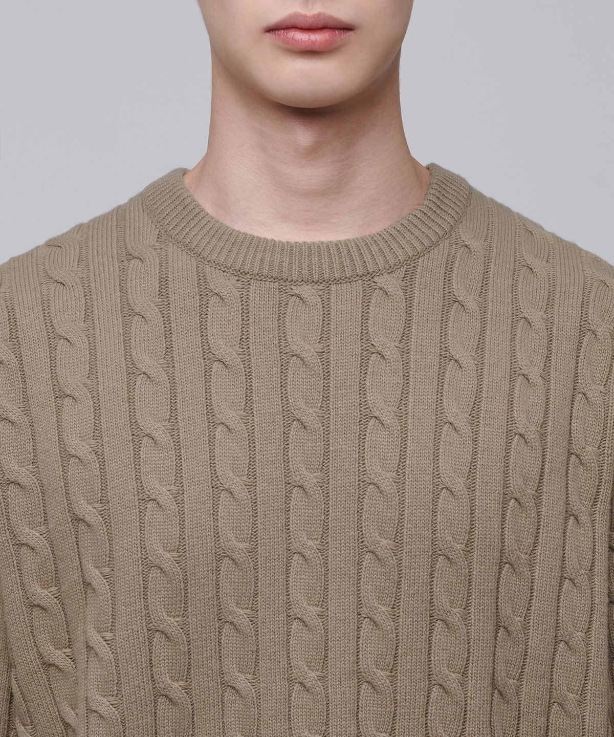무신사 스탠다드(MUSINSA STANDARD) 케이블 크루 넥 니트 [베이지]