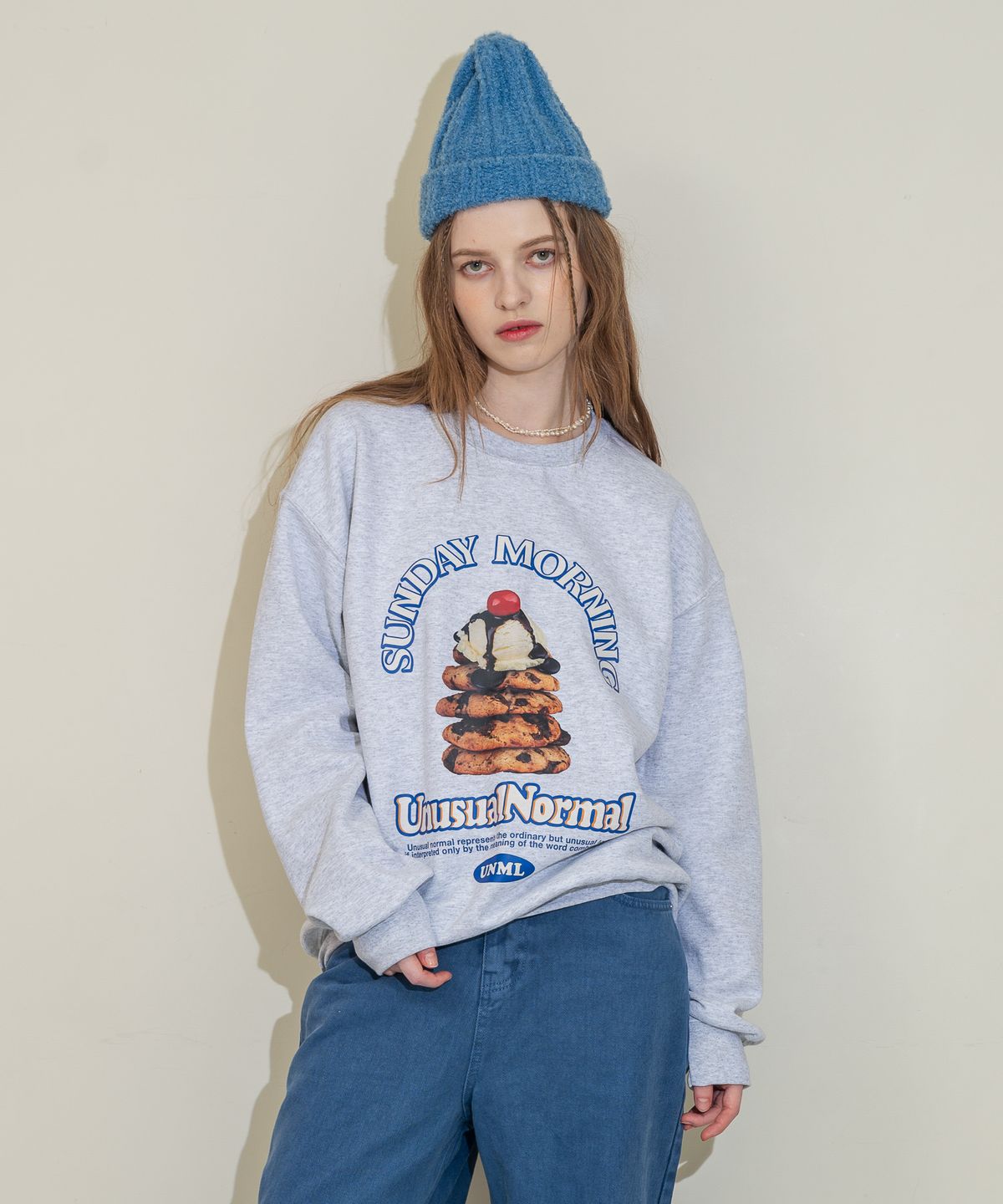 언유주얼 노말(UNUSUALNORMAL) COOKIES SWEAT SHIRT _ MELANGE