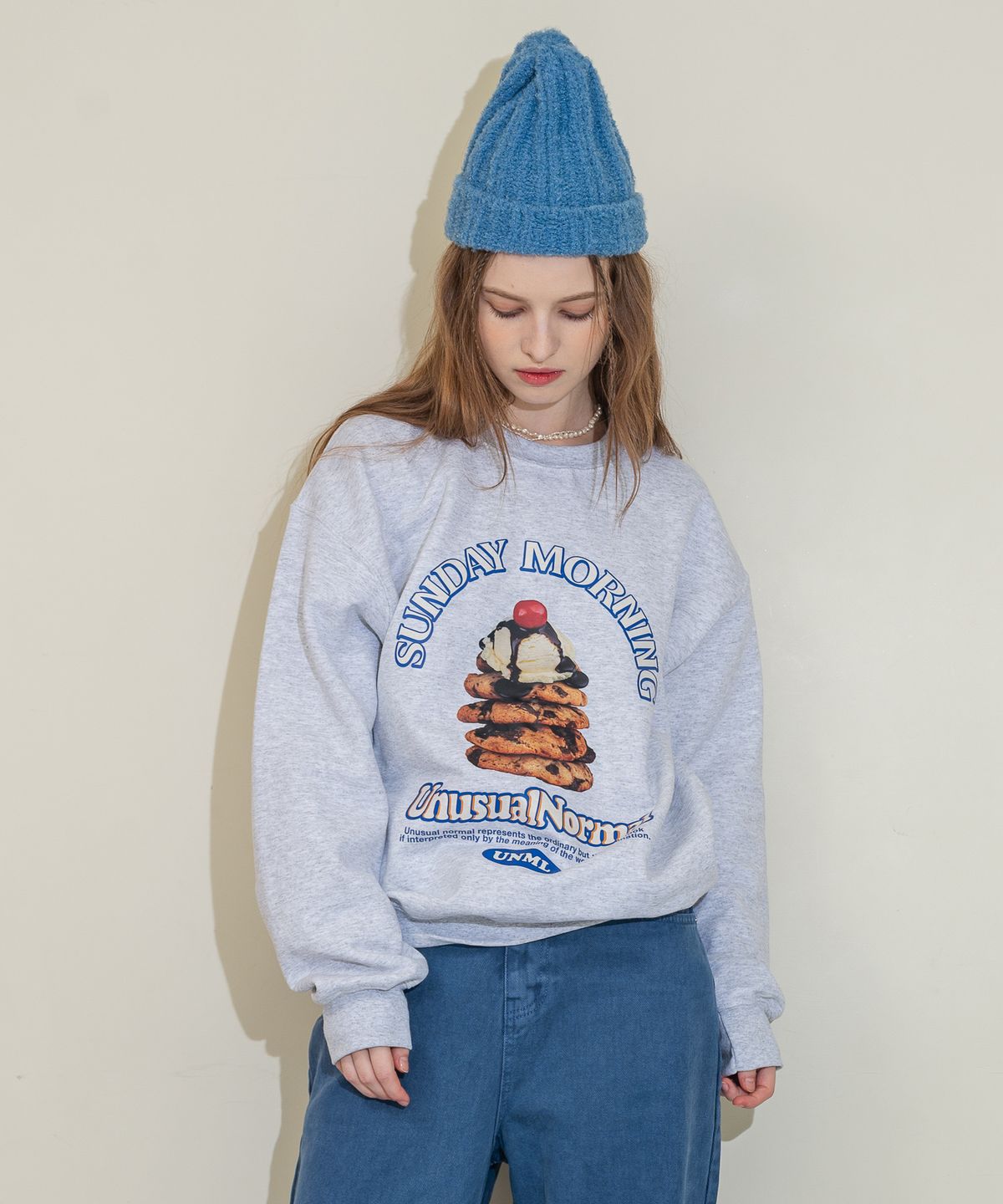 언유주얼 노말(UNUSUALNORMAL) COOKIES SWEAT SHIRT _ MELANGE
