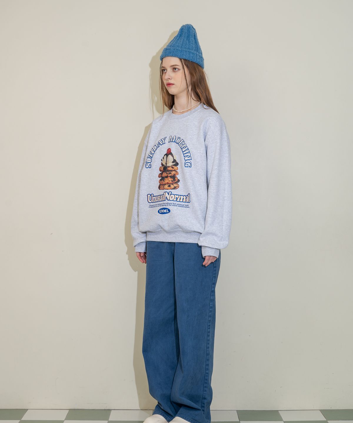 언유주얼 노말(UNUSUALNORMAL) COOKIES SWEAT SHIRT _ MELANGE