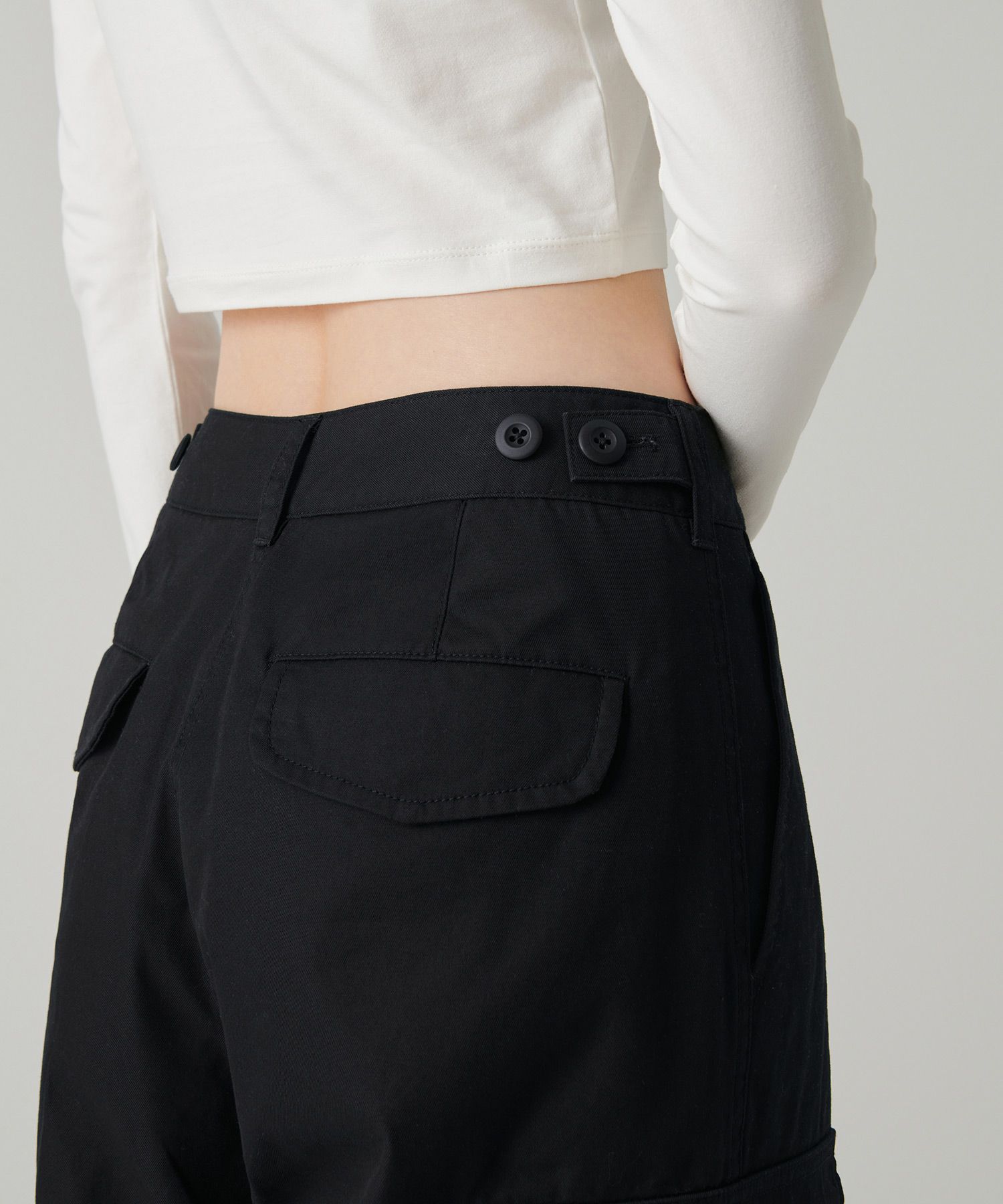 Womens Wide Cargo Pants [Black] thumbnail 7