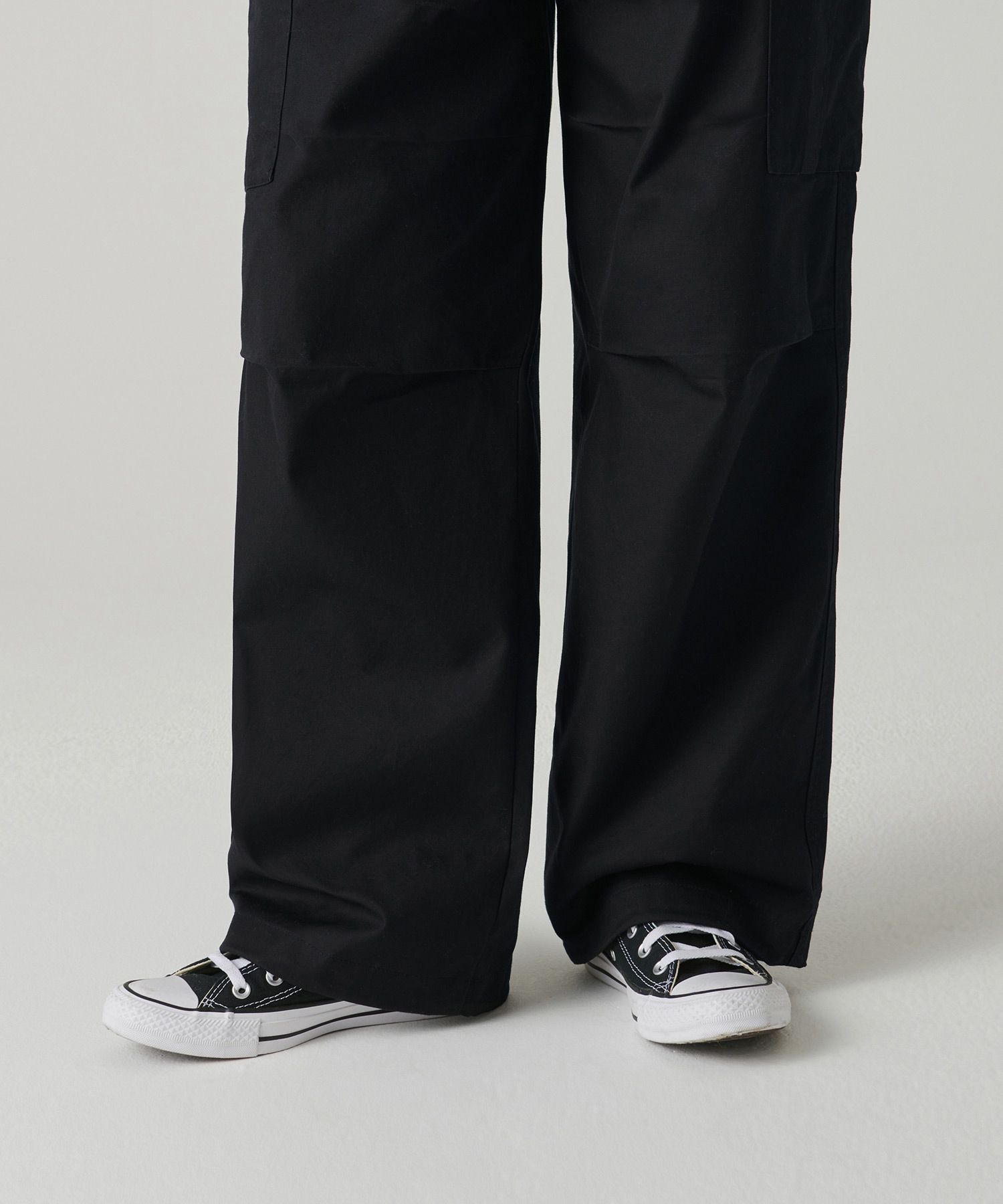 Womens Wide Cargo Pants [Black] thumbnail 14