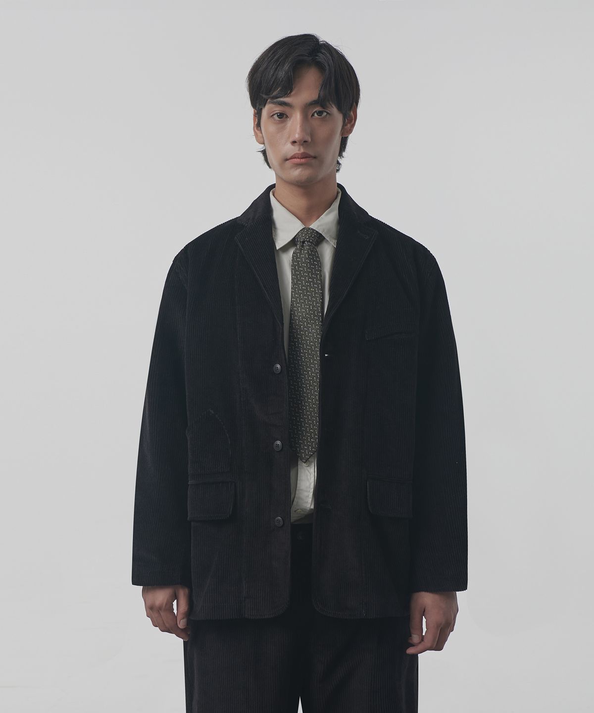 디미트리블랙(DIMITRI BLACK) 코듀로이 퍼티그 블레이저 자켓_블랙
