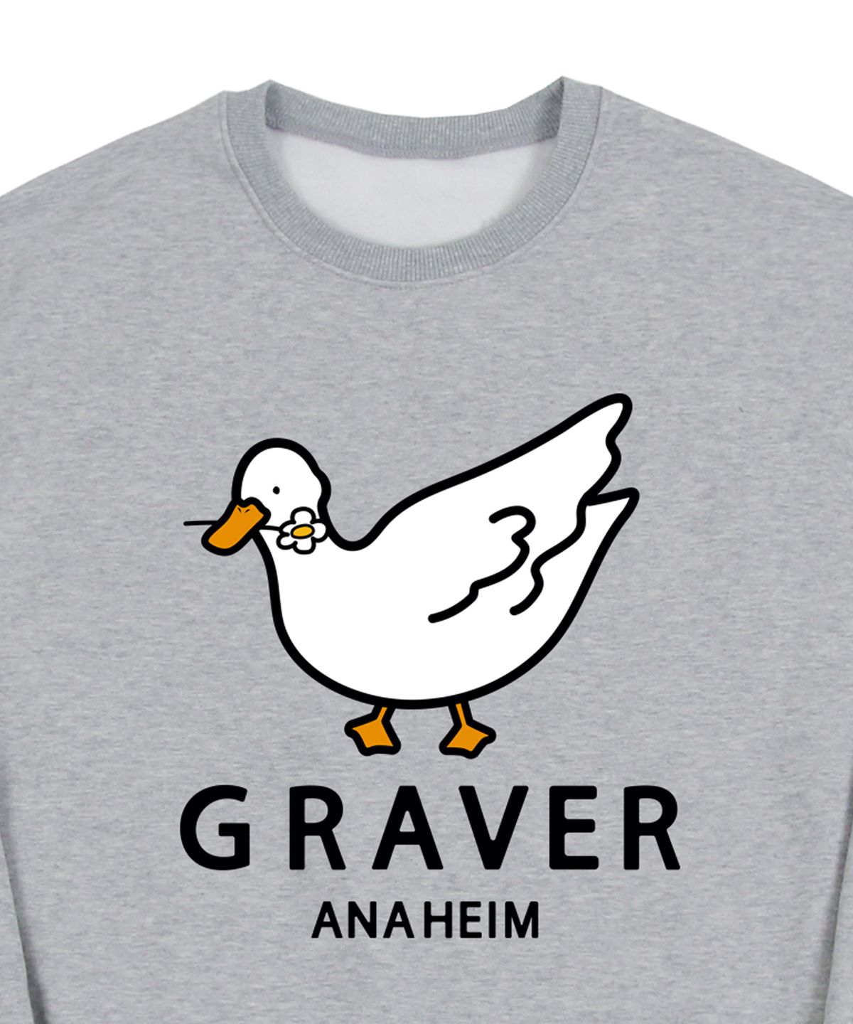 그레이버(GRAVER) [UNISEX]화이트 덕 스마일 맨투맨_그레이
