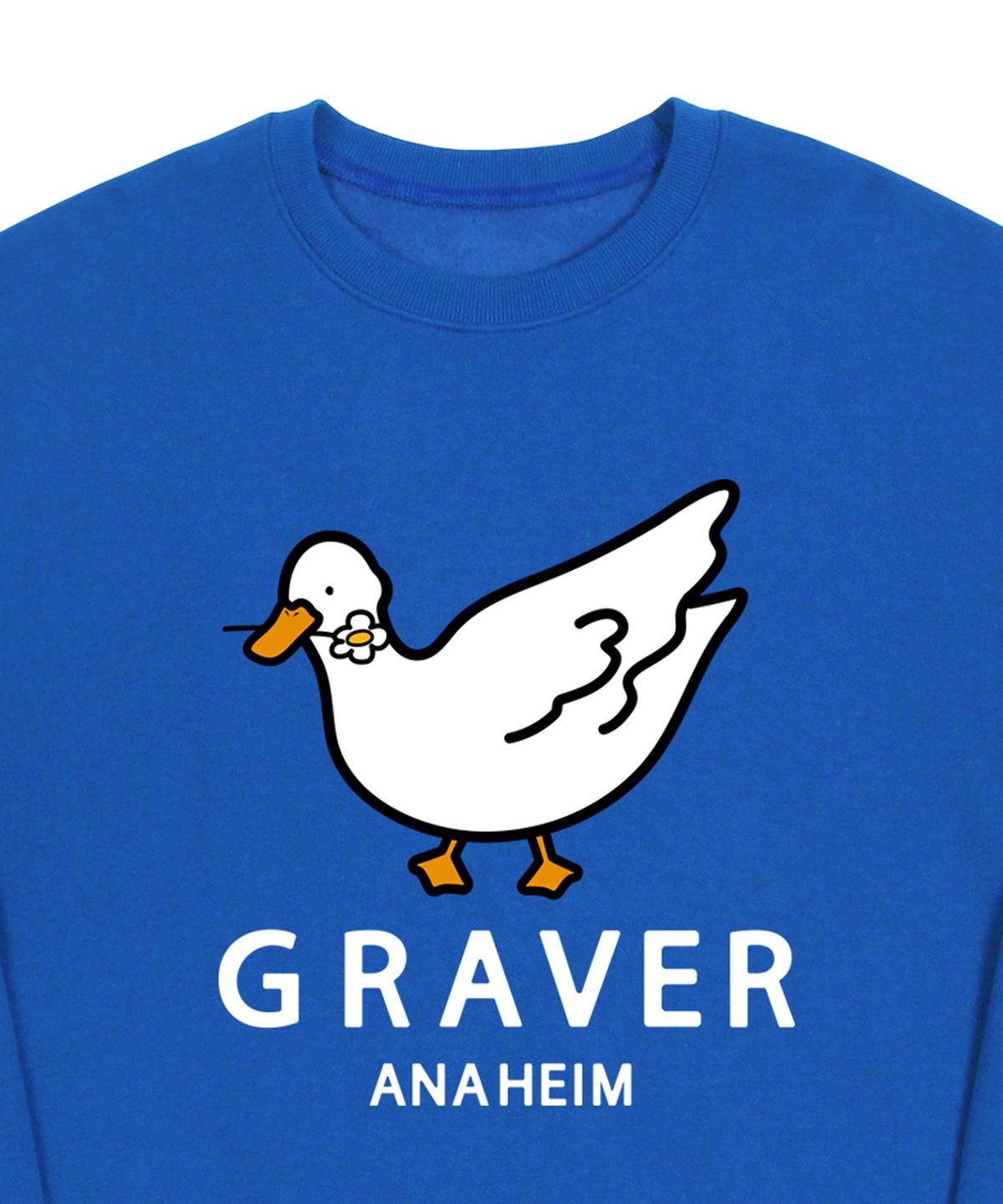 그레이버(GRAVER) [UNISEX]화이트 덕 스마일 맨투맨_코발트블루