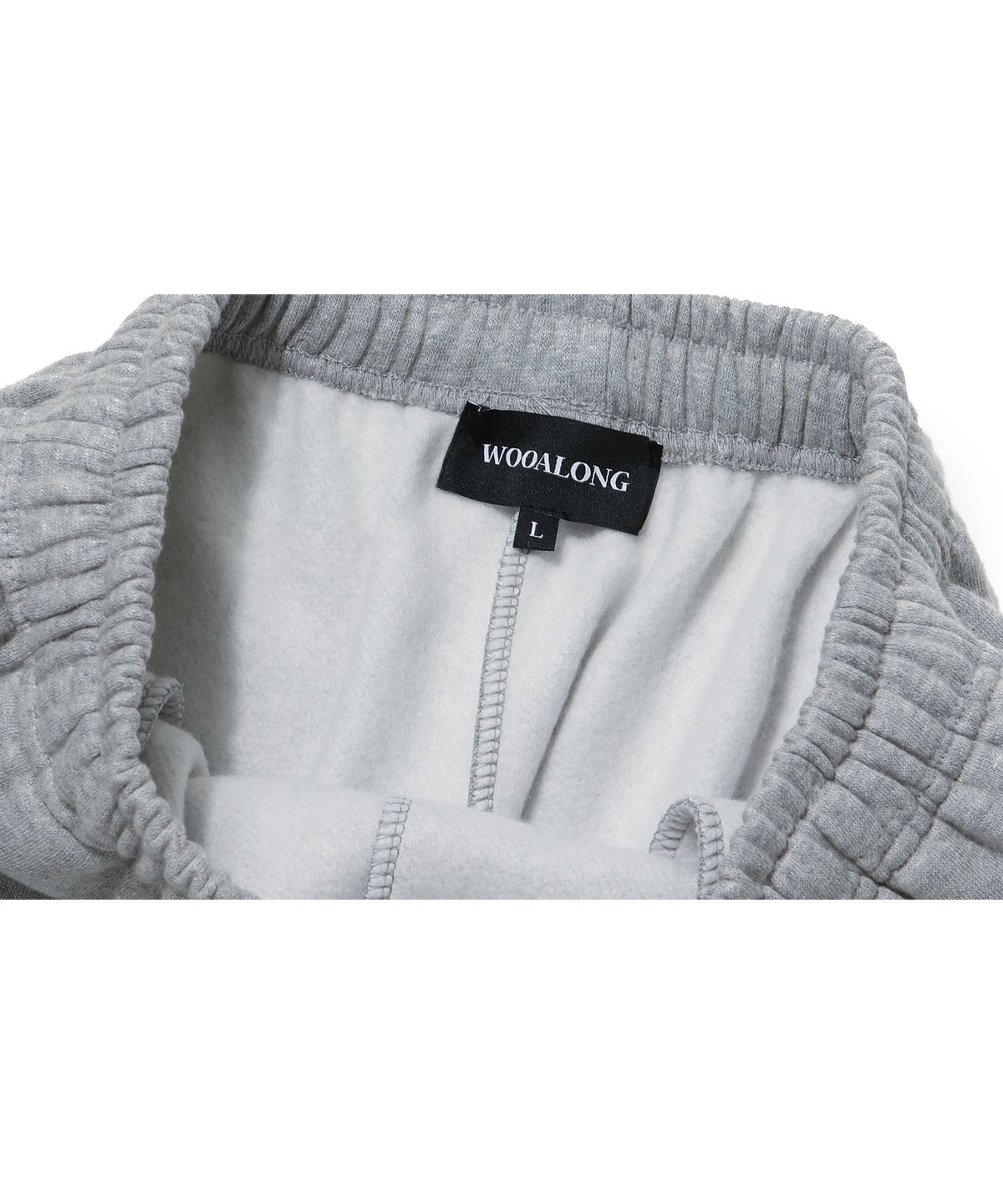 우알롱(WOOALONG) (기모)Signature relax wide pants - GREY
