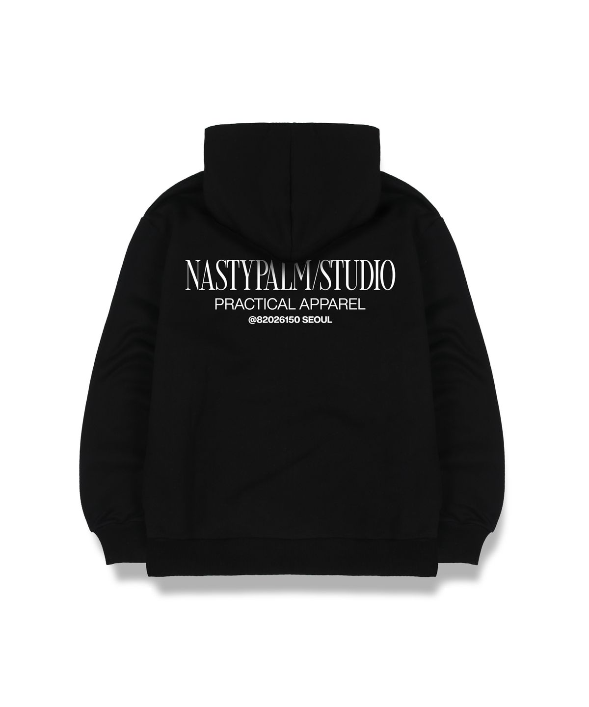 엔피스튜디오(NP STUDIO) 플라워 레터링 로고 후드티셔츠 블랙