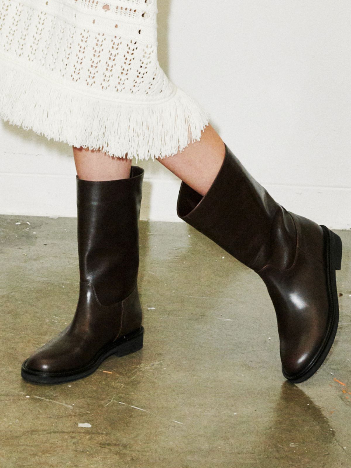 인더스타(INTHESTAR) IS_221398 Middle wide boots(Brown)