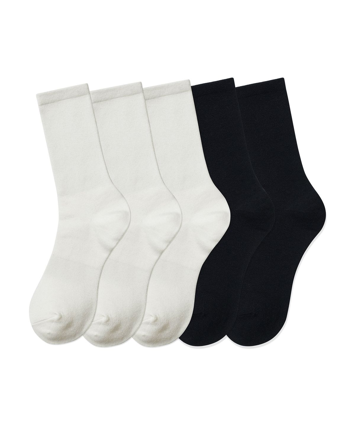 무신사 스탠다드(MUSINSA STANDARD) 메리노 울 라이트웨이트 크루 삭스 5팩 [화이트/블랙]