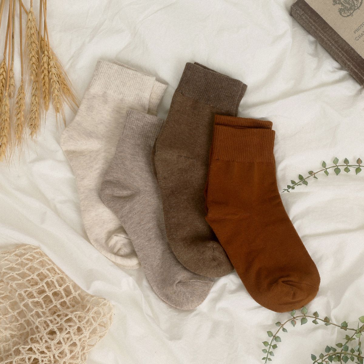 삭스에이(SOCKSA) [10PACK] 베이직 200N 소프트 무지 긴양말 코코아