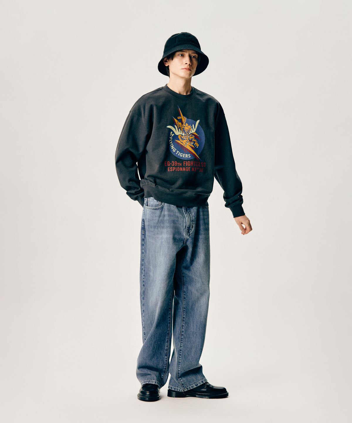 에스피오나지(ESPIONAGE) Flying Tigers Heavyweight Sweatshirt Vintage Black