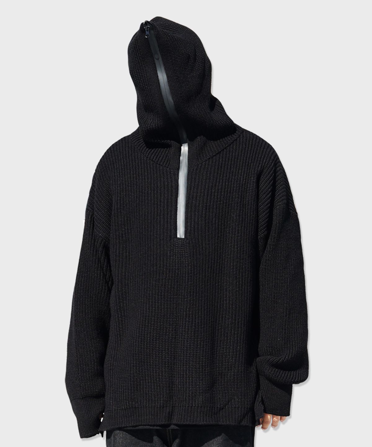 리스펙트(RESPECT) half zip up wool blend knit hood