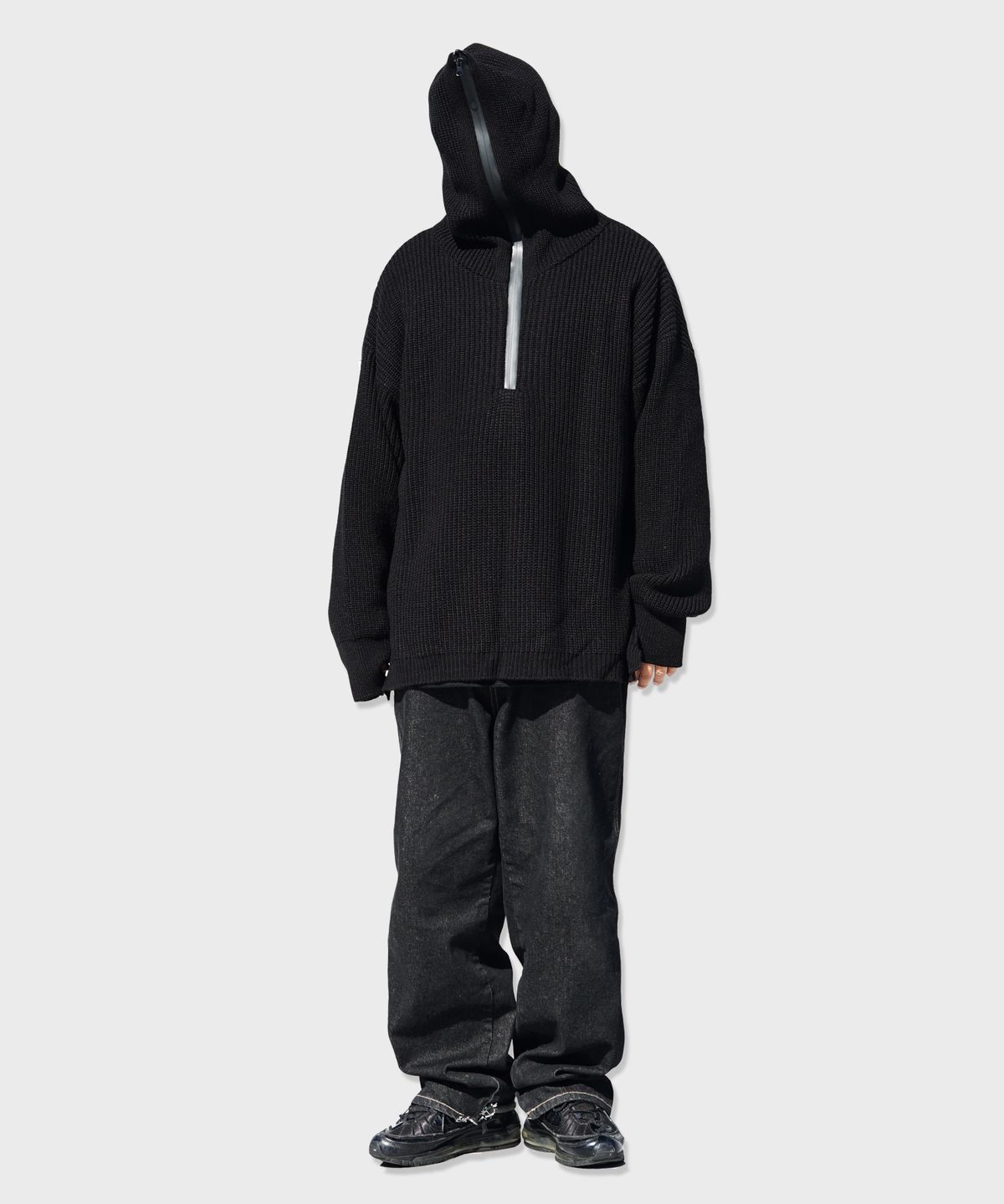 리스펙트(RESPECT) half zip up wool blend knit hood