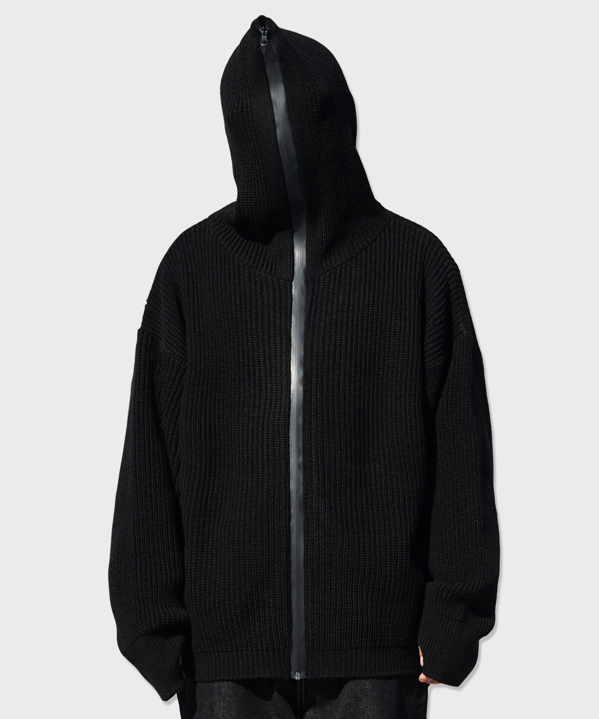 리스펙트(RESPECT) full zip up wool blend knit hood