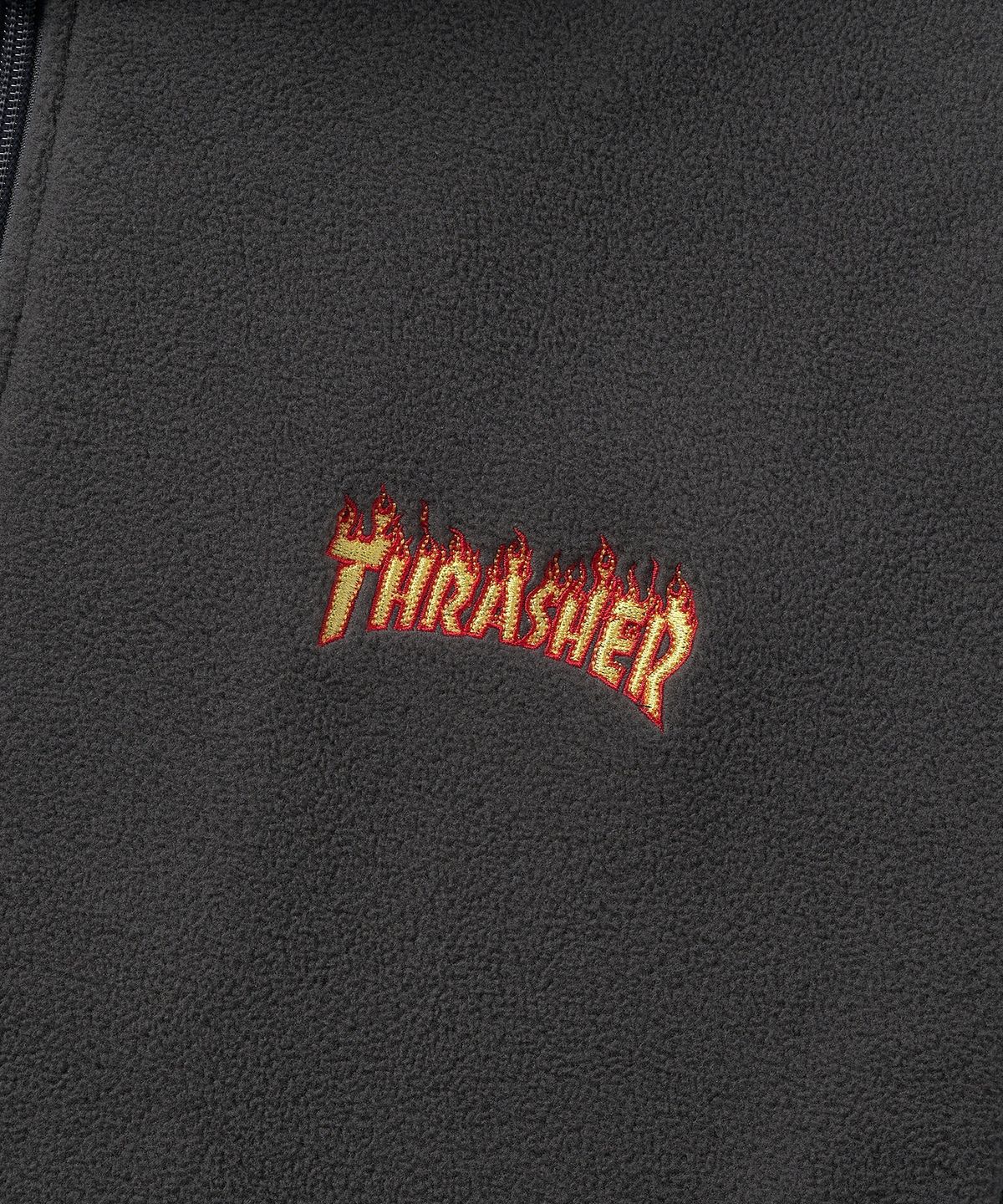 트레셔(THRASHER) 스몰 플레임 로고 플리스 집업 자켓 차콜