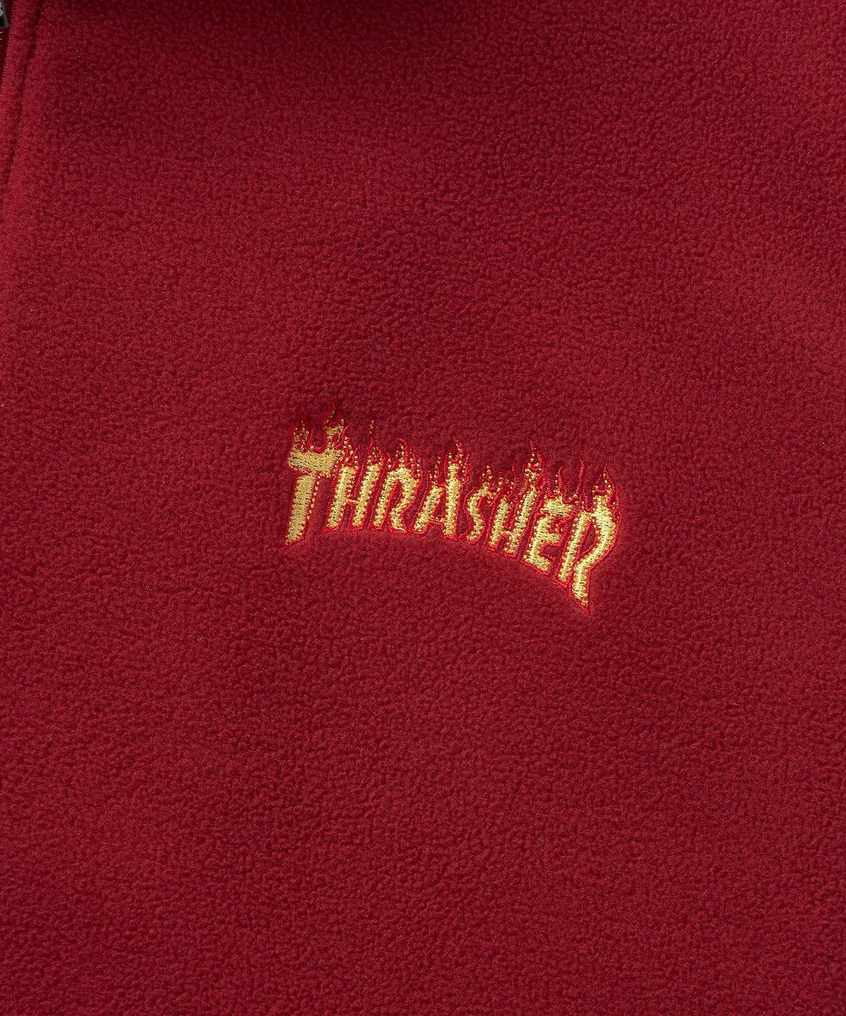 트레셔(THRASHER) 스몰 플레임 로고 플리스 집업 자켓 버건디