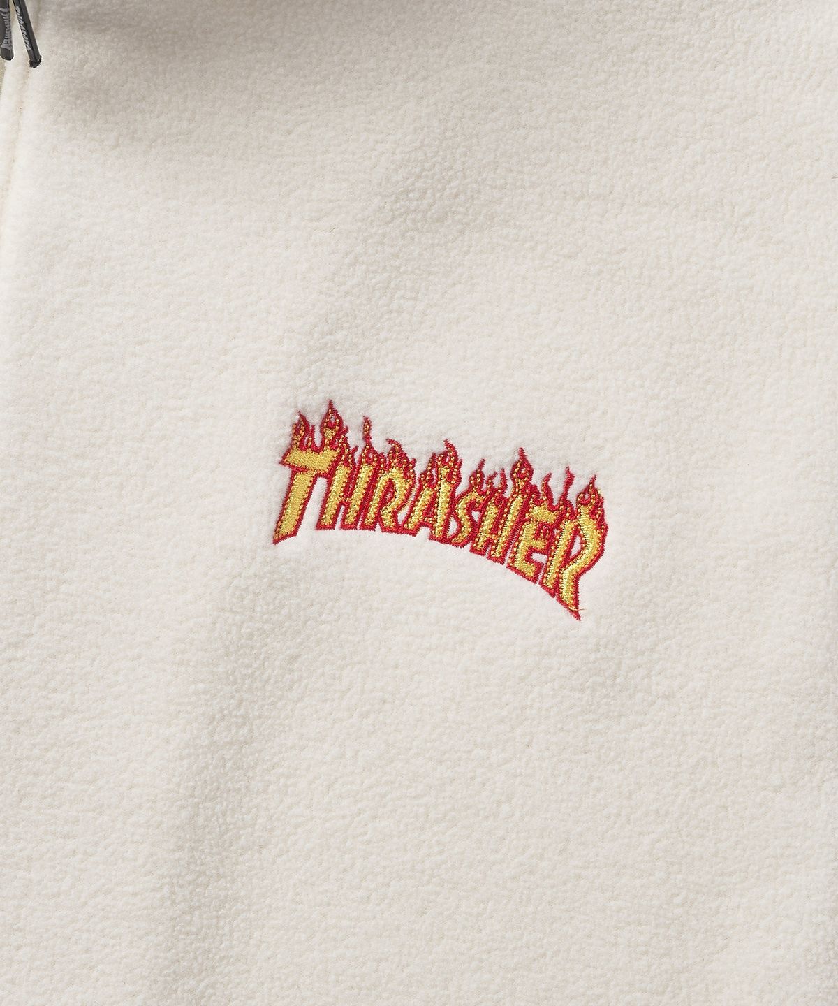 트레셔(THRASHER) 스몰 플레임 로고 플리스 집업 자켓 아이보리