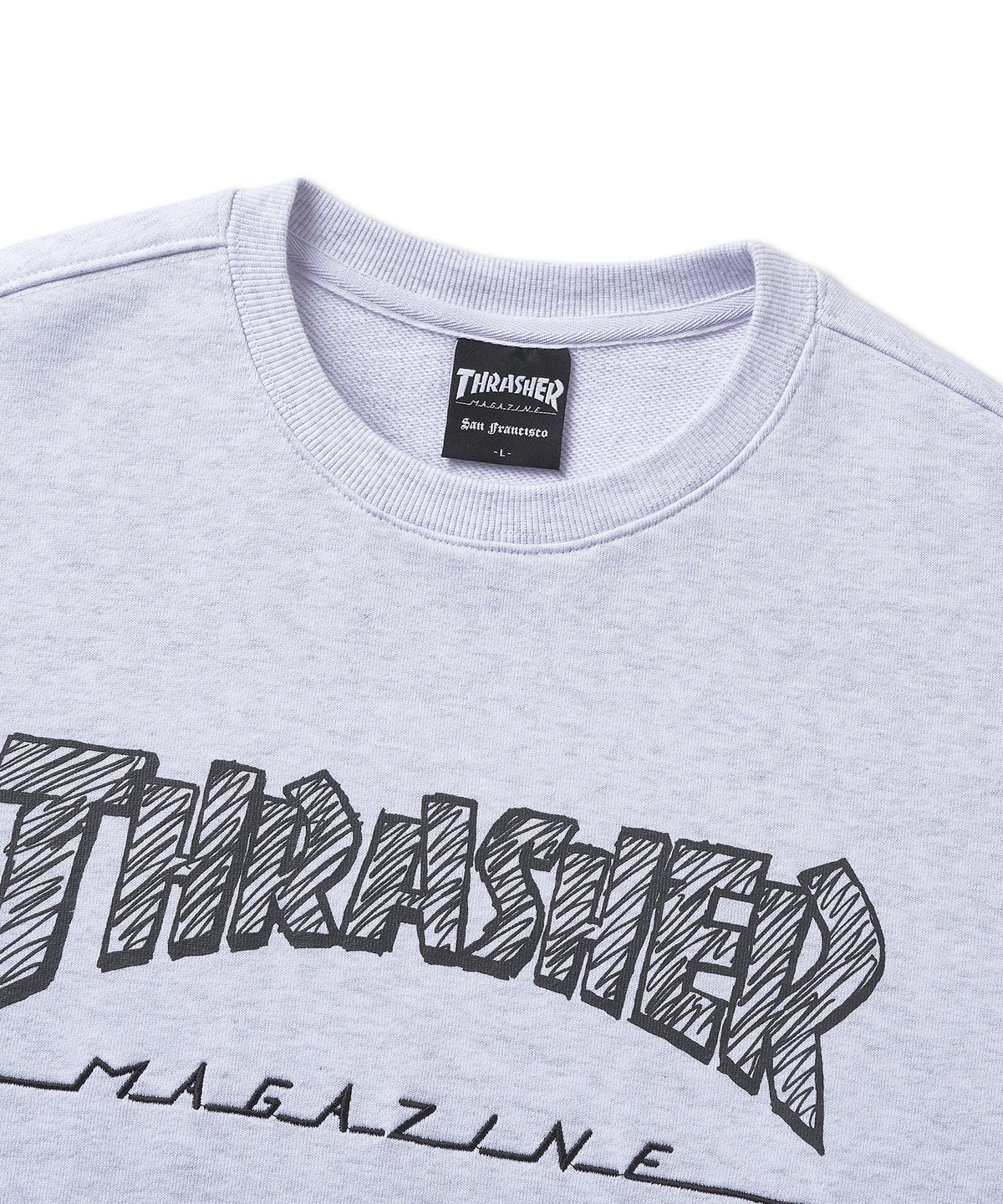 트레셔(THRASHER) 크레용 매거진 로고 맨투맨 라이트 그레이