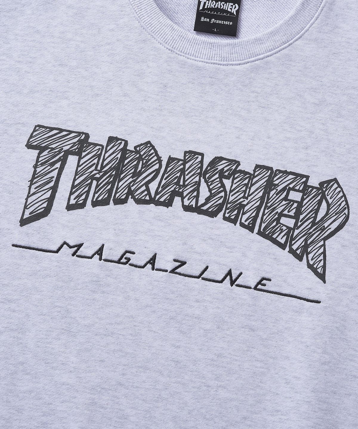 트레셔(THRASHER) 크레용 매거진 로고 맨투맨 라이트 그레이