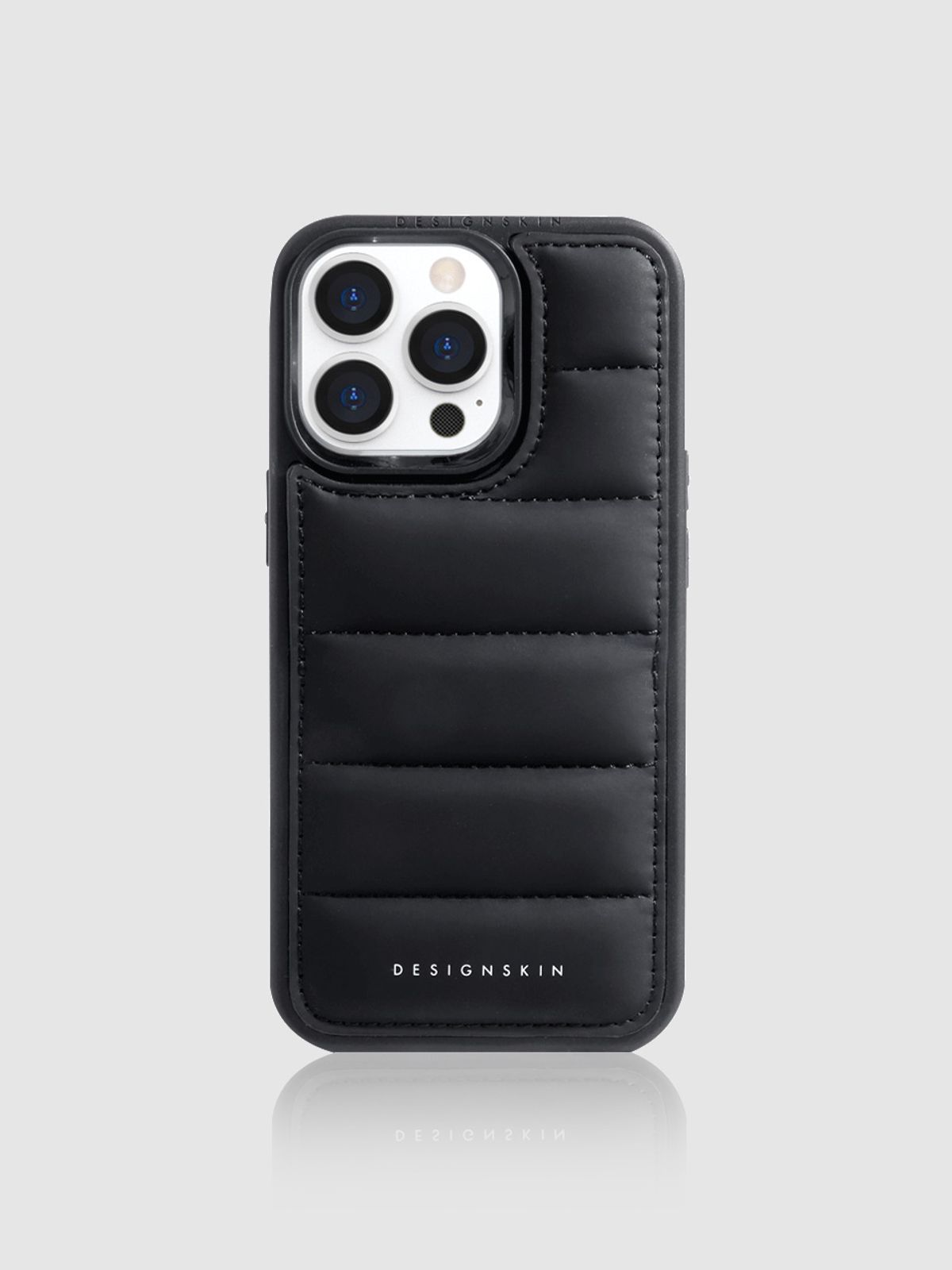 디자인스킨(DESIGNSKIN) 아이폰 히든포켓 카드 수납 패딩 케이스-블랙