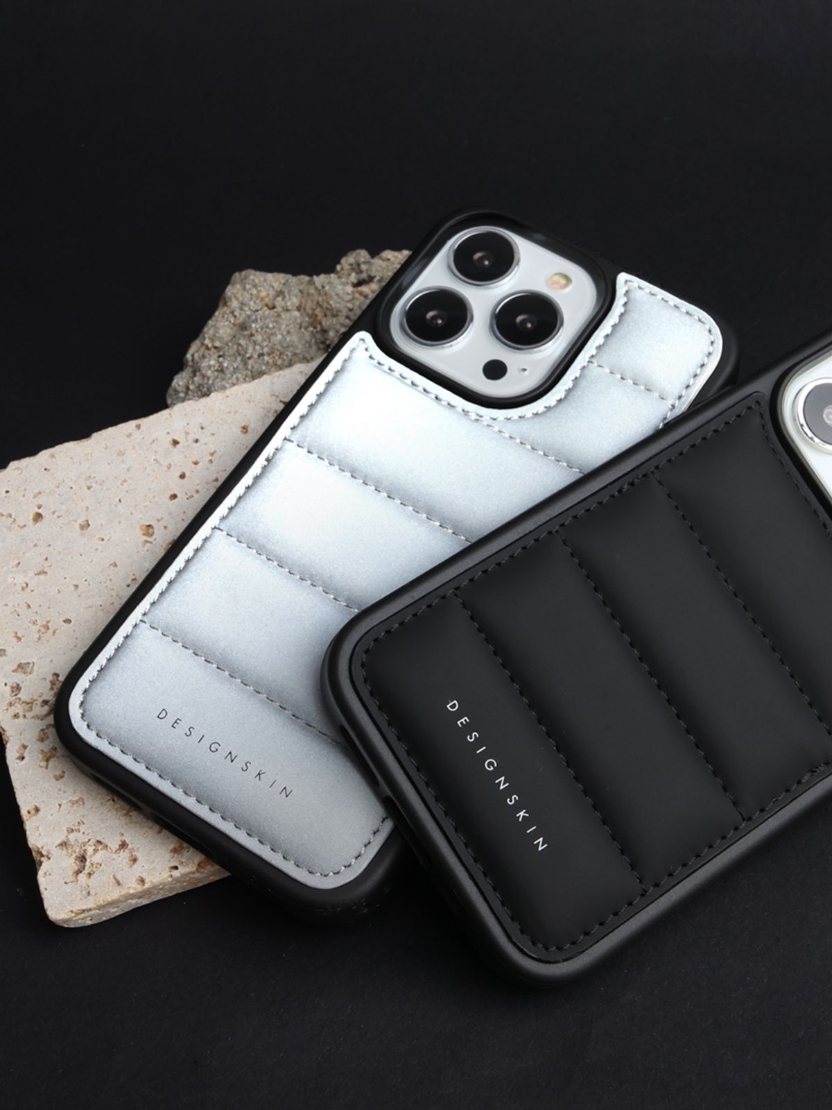 디자인스킨(DESIGNSKIN) 아이폰 히든포켓 엠보 케이스-리플렉티브 실버