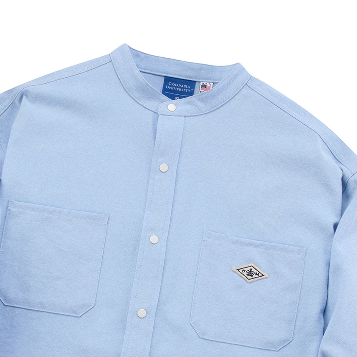 컬럼비아 유니버시티(COLUMBIA UNIVERSITY) 1754 CROWN OVERFIT OXFORD HENLY NECK SHIRTS 블루