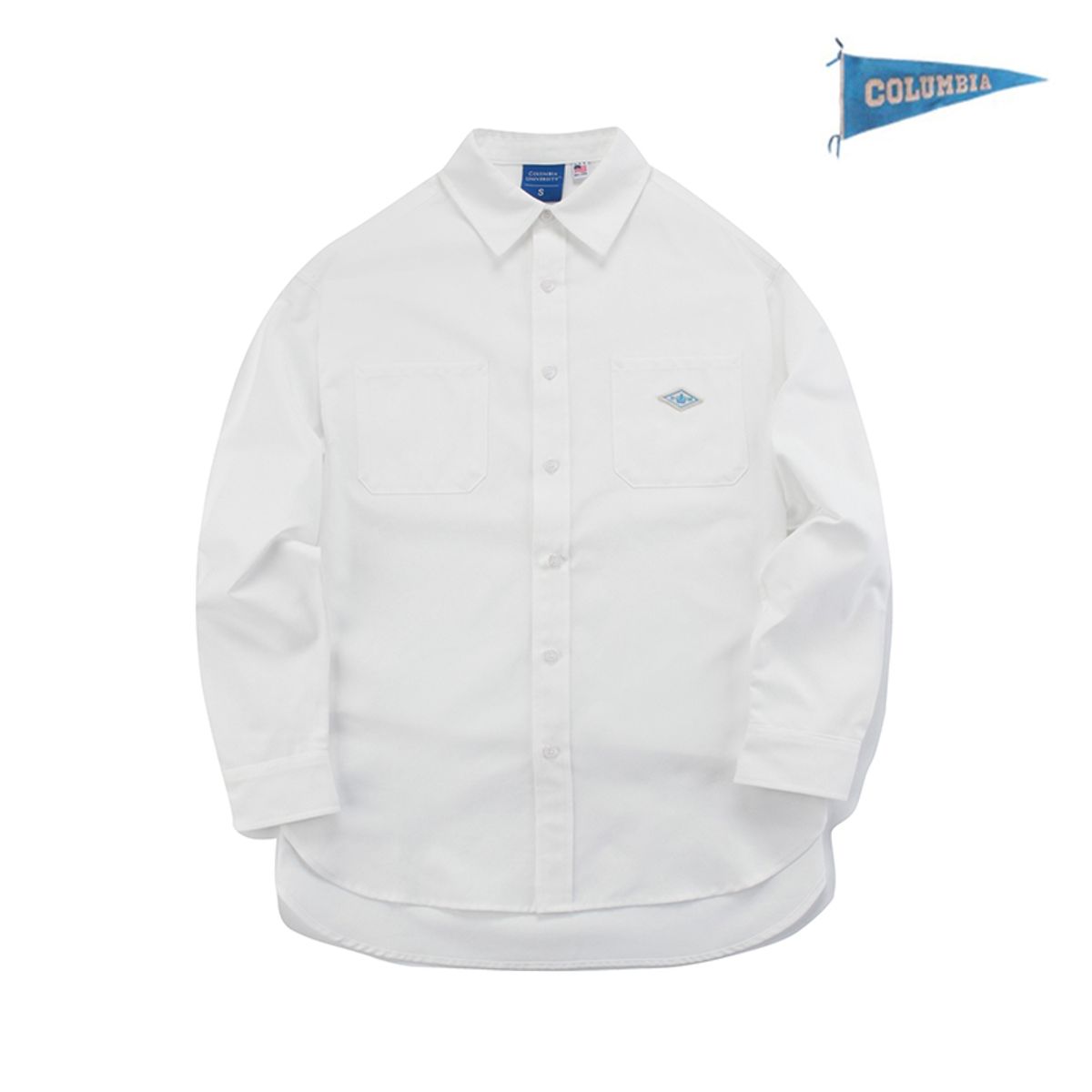 컬럼비아 유니버시티(COLUMBIA UNIVERSITY) 1754 CROWN OVERFIT OXFORD REGULAR COLLAR SHIRTS 화이트