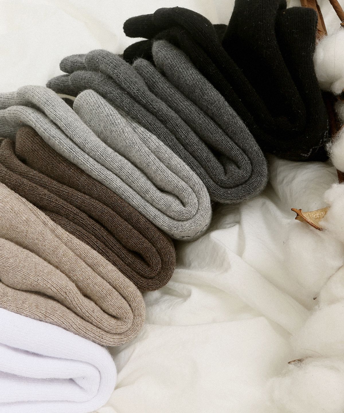 삭스에이(SOCKSA) [7PACK] 더블쿠션 카페 무지 긴 양말