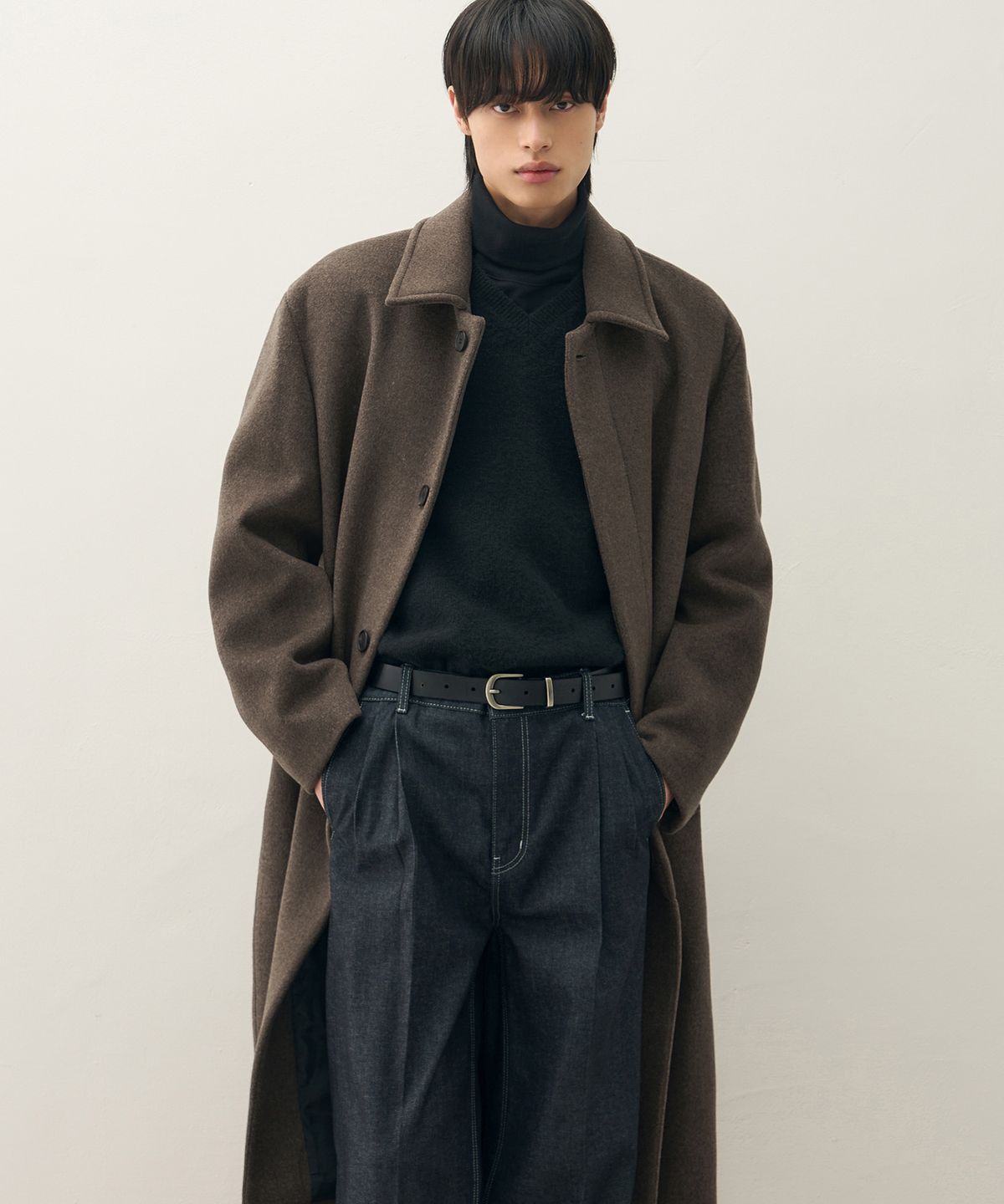 드로우핏(DRAW FIT) 프리미어 퓨어 울 발마칸 코트 [MELANGE BROWN]