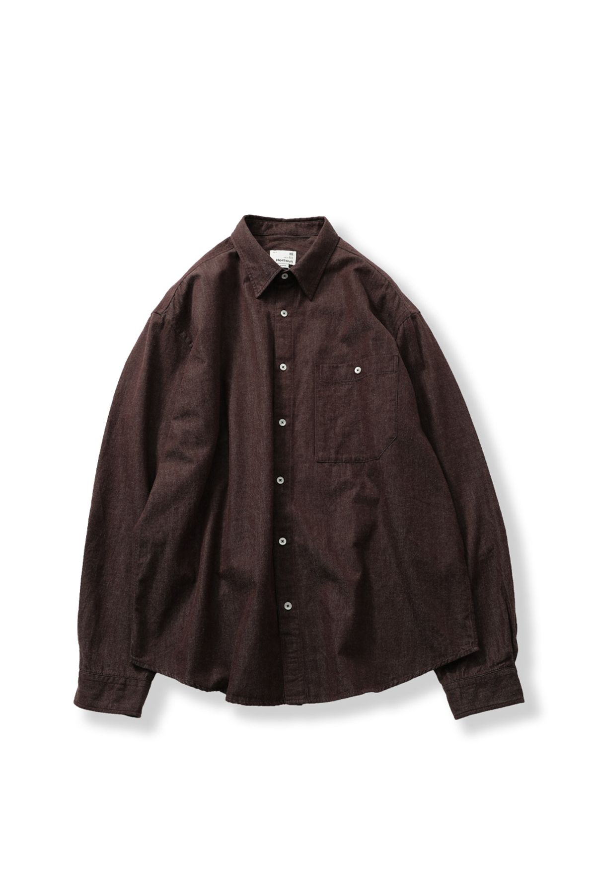 홀리선(HORLISUN) Jane Denim Shirt Chocolate Brown