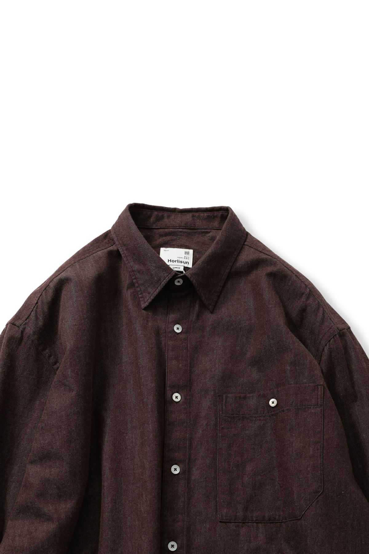 홀리선(HORLISUN) Jane Denim Shirt Chocolate Brown