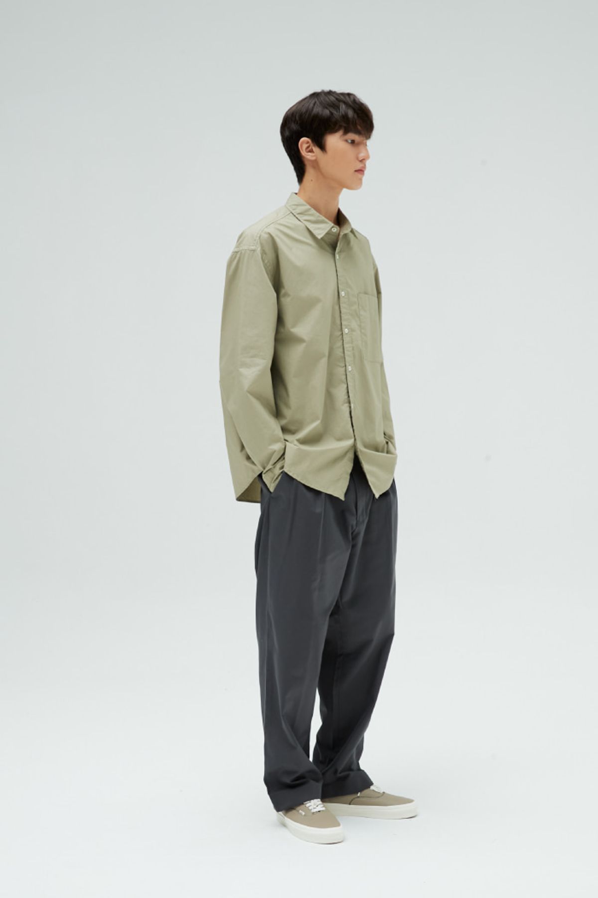 홀리선(HORLISUN) 22FW Corinth Twill Wide Loose Pants Charcoal