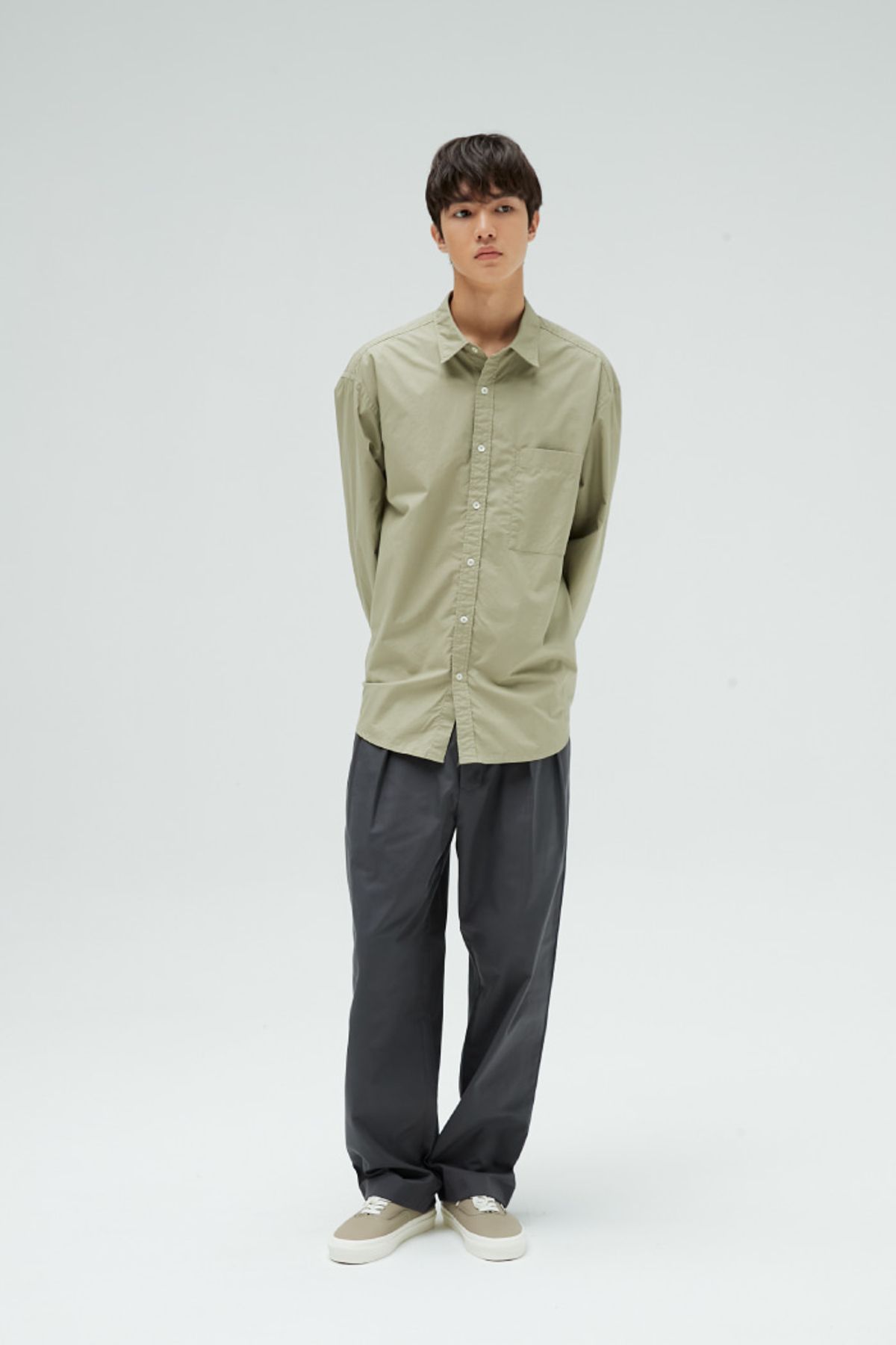 홀리선(HORLISUN) 22FW Corinth Twill Wide Loose Pants Charcoal