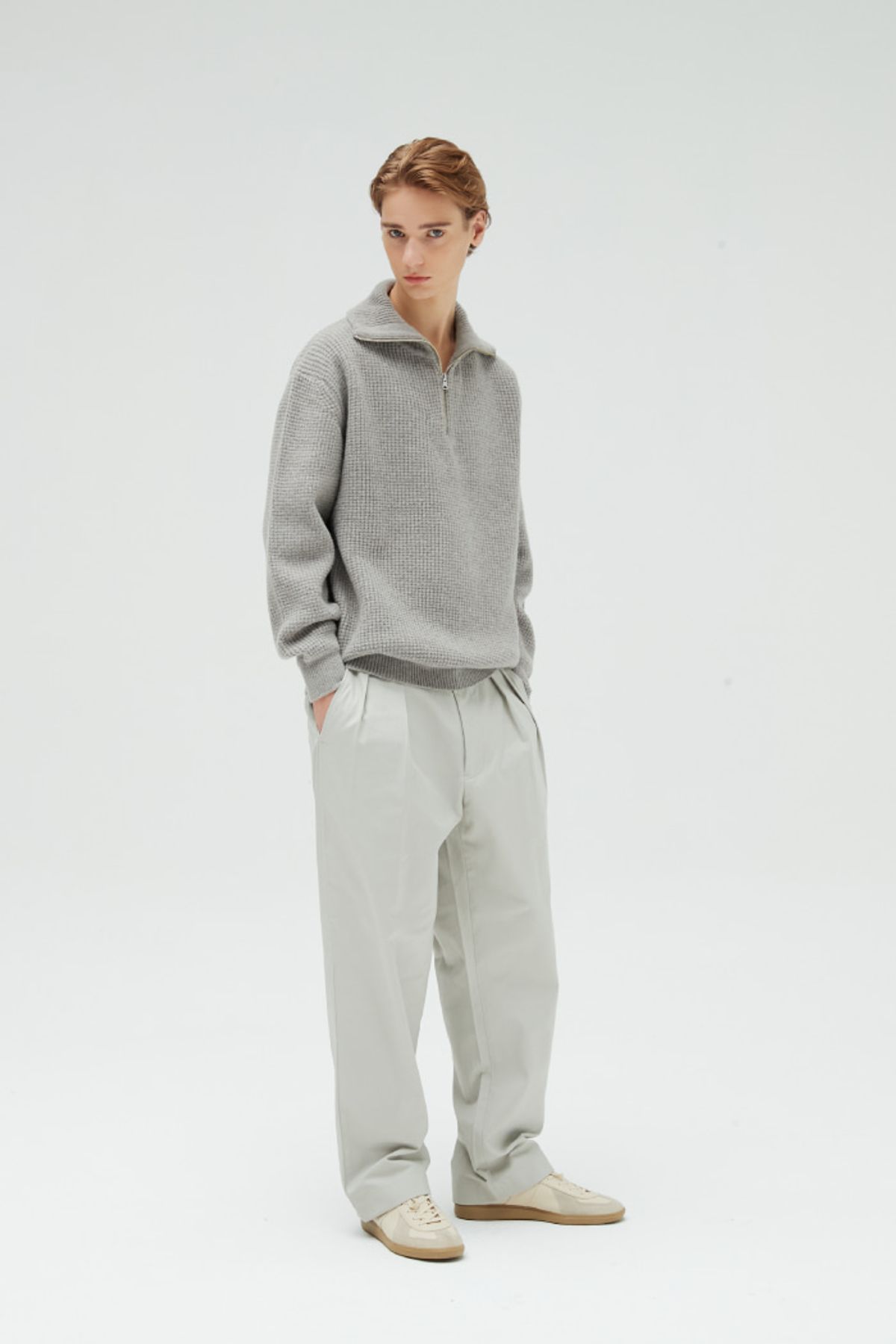 홀리선(HORLISUN) 22FW Corinth Twill Wide Loose Pants Gray Beige