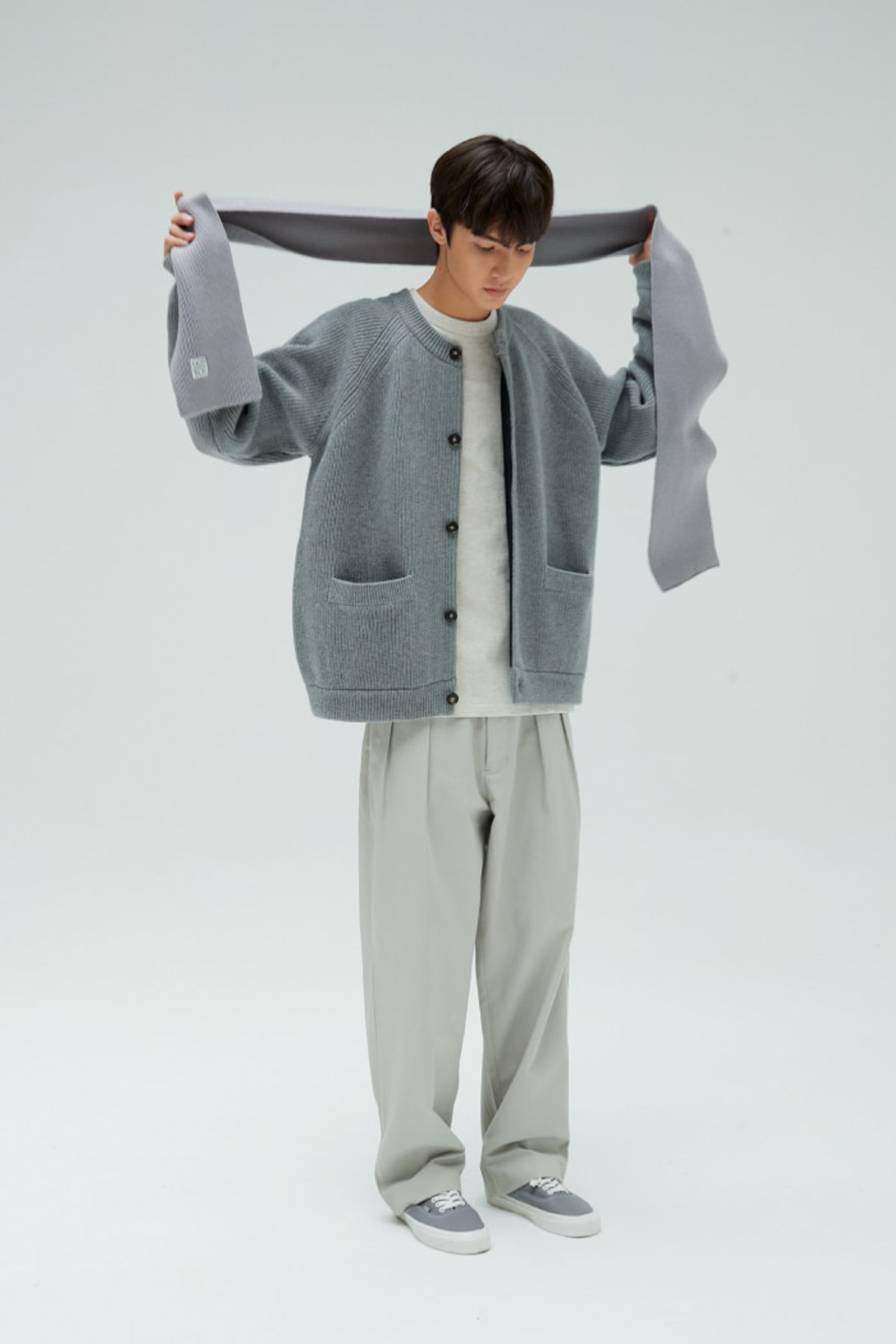 홀리선(HORLISUN) 22FW Corinth Twill Wide Loose Pants Gray Beige