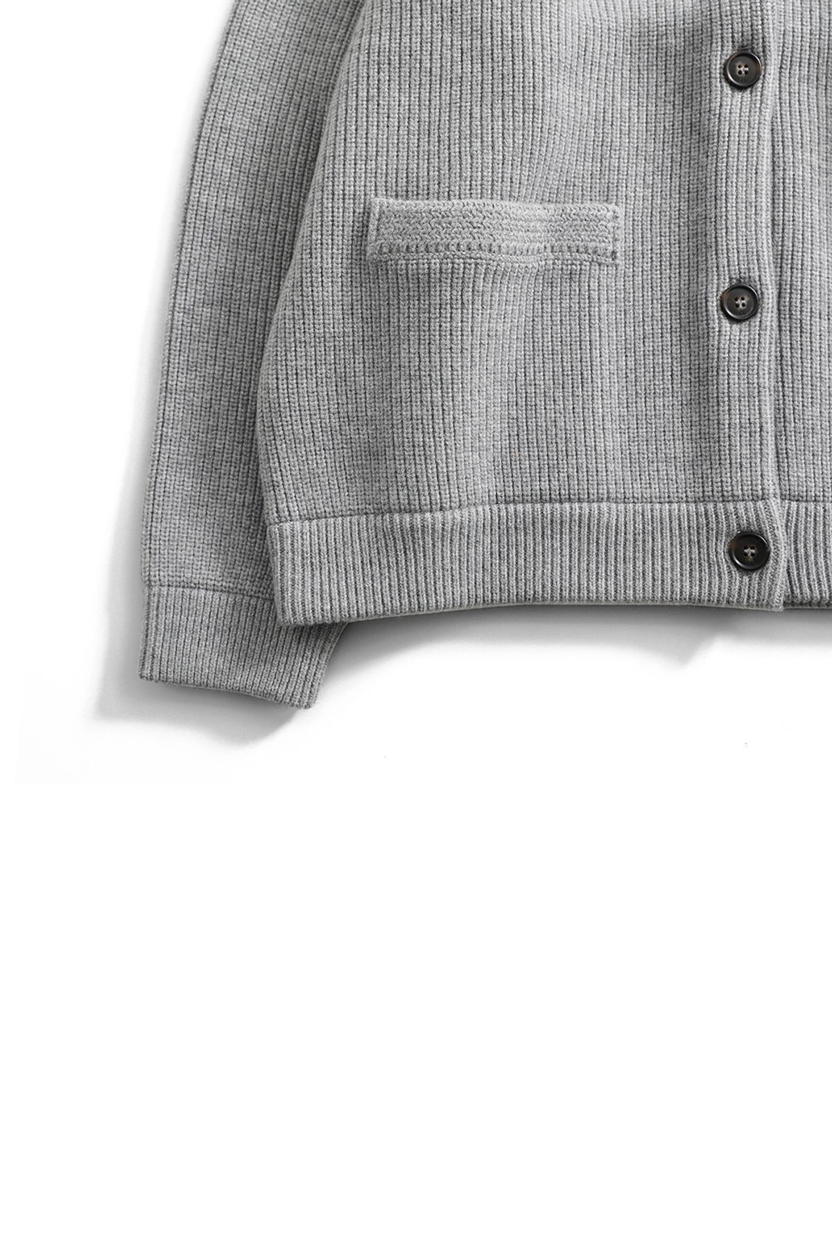 홀리선(HORLISUN) Annette Superfine Wool Heavy Rib Knit Cardigan Melange Gray