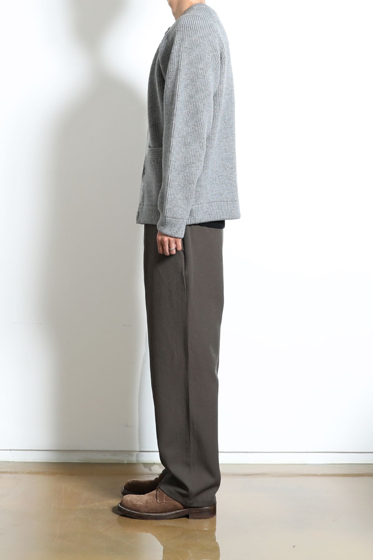 홀리선(HORLISUN) Annette Superfine Wool Heavy Rib Knit Cardigan Melange Gray