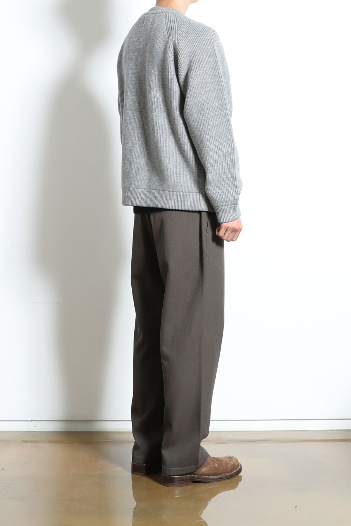 홀리선(HORLISUN) Annette Superfine Wool Heavy Rib Knit Cardigan Melange Gray