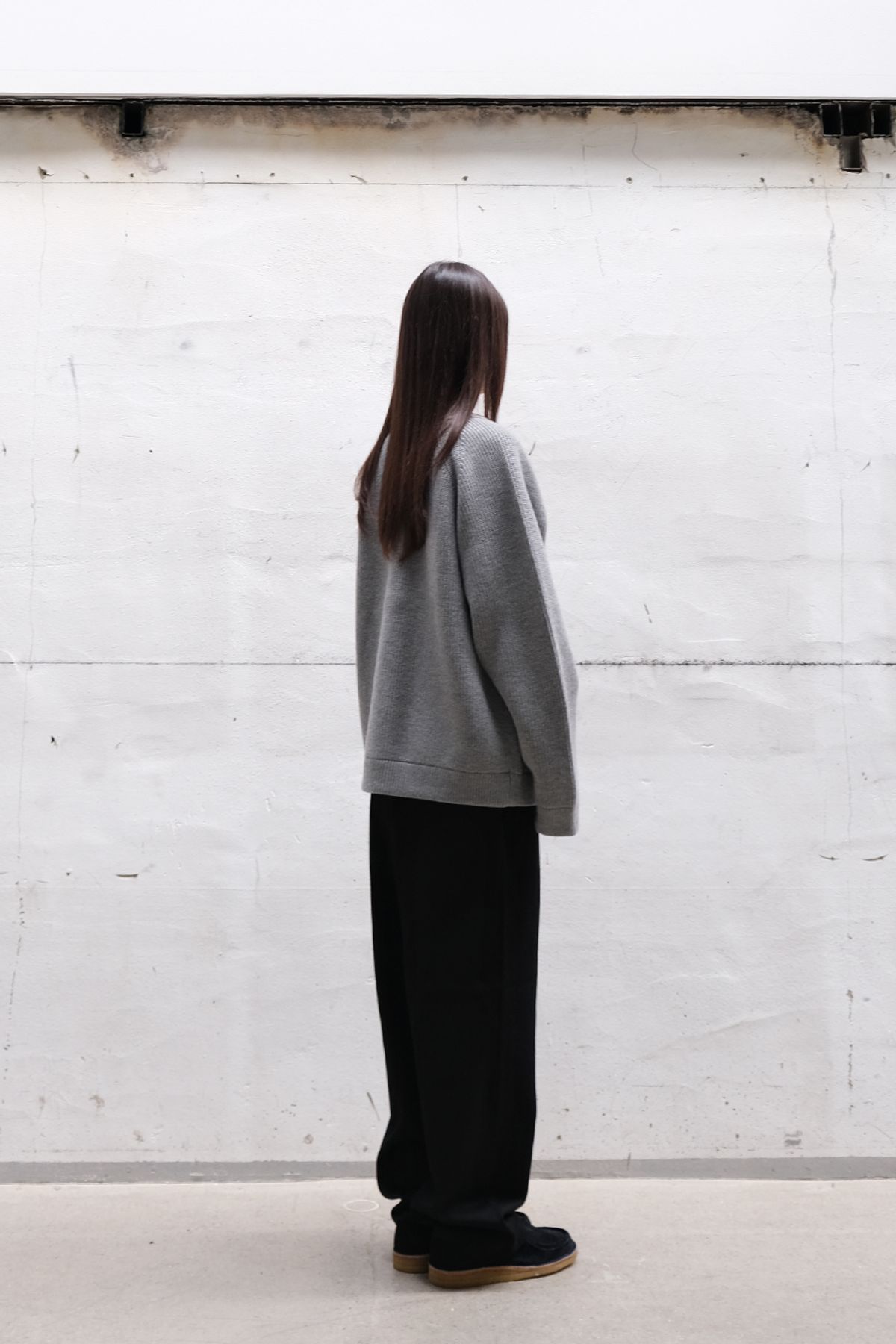 홀리선(HORLISUN) Annette Superfine Wool Heavy Rib Knit Cardigan Melange Gray
