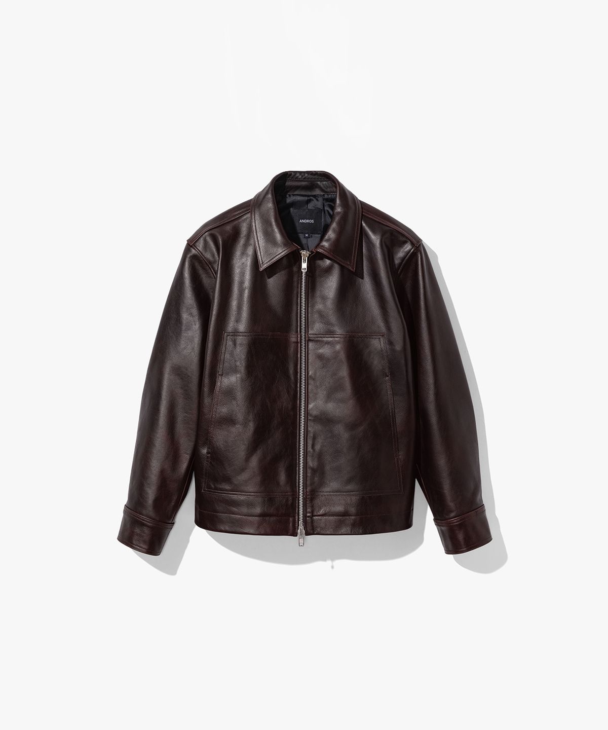 앤드로스(ANDROS) Double Pocket Cow Leathr Jacket (Deep Brown)